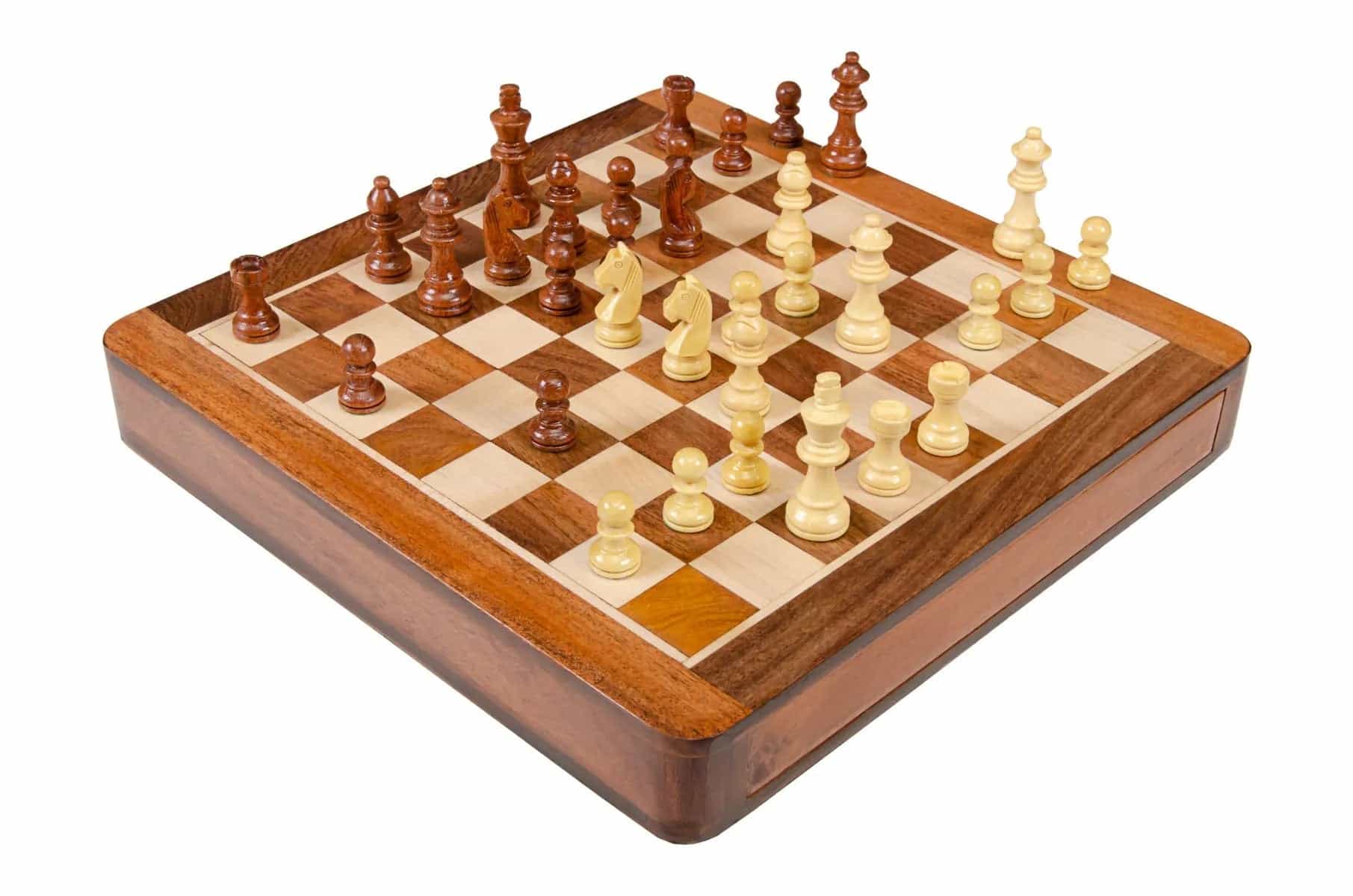 Wooden Magnetic Travel Chess Set - 12" Square