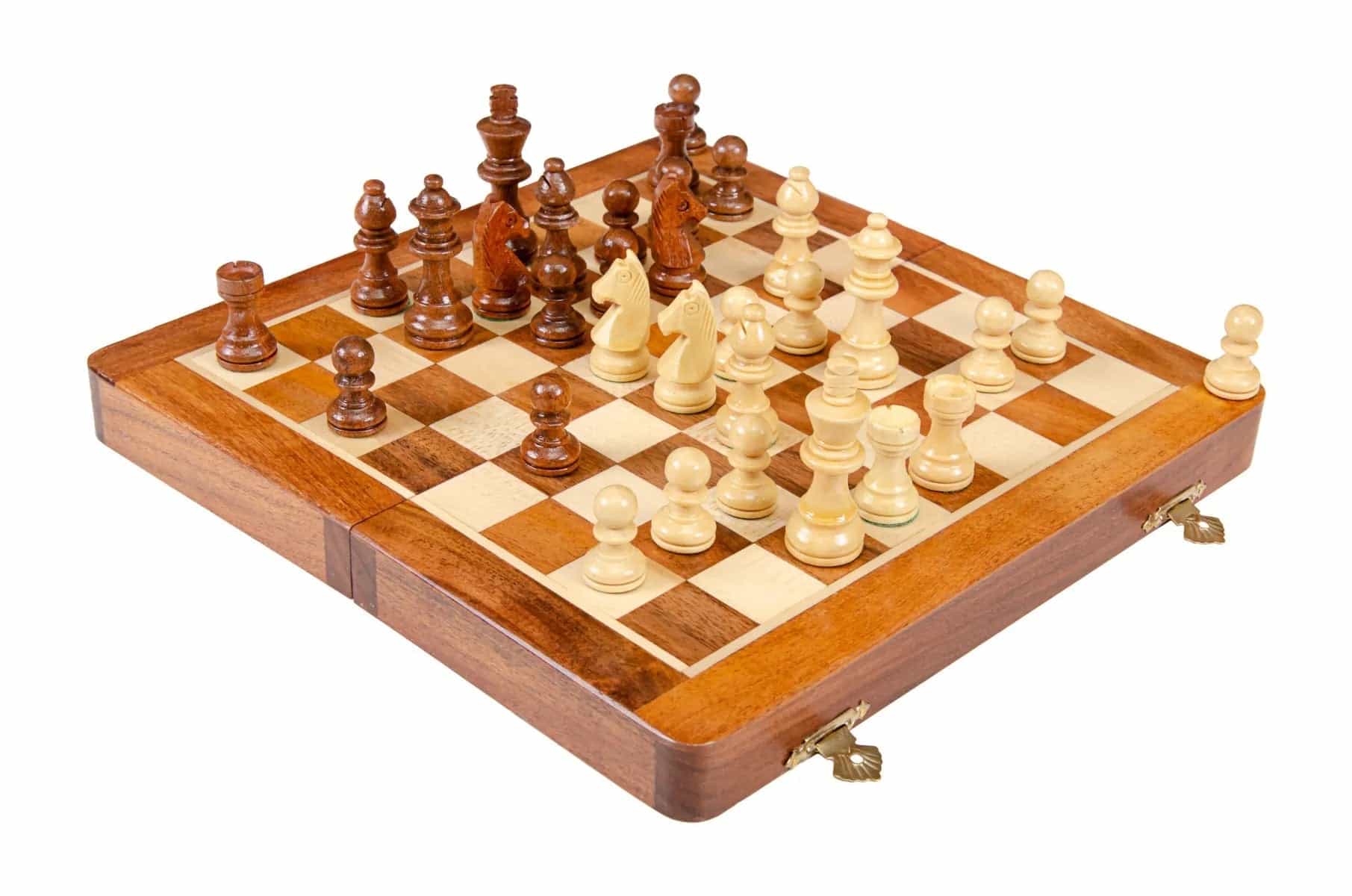 Folding Wooden Magnetic Travel Chess Set 10"