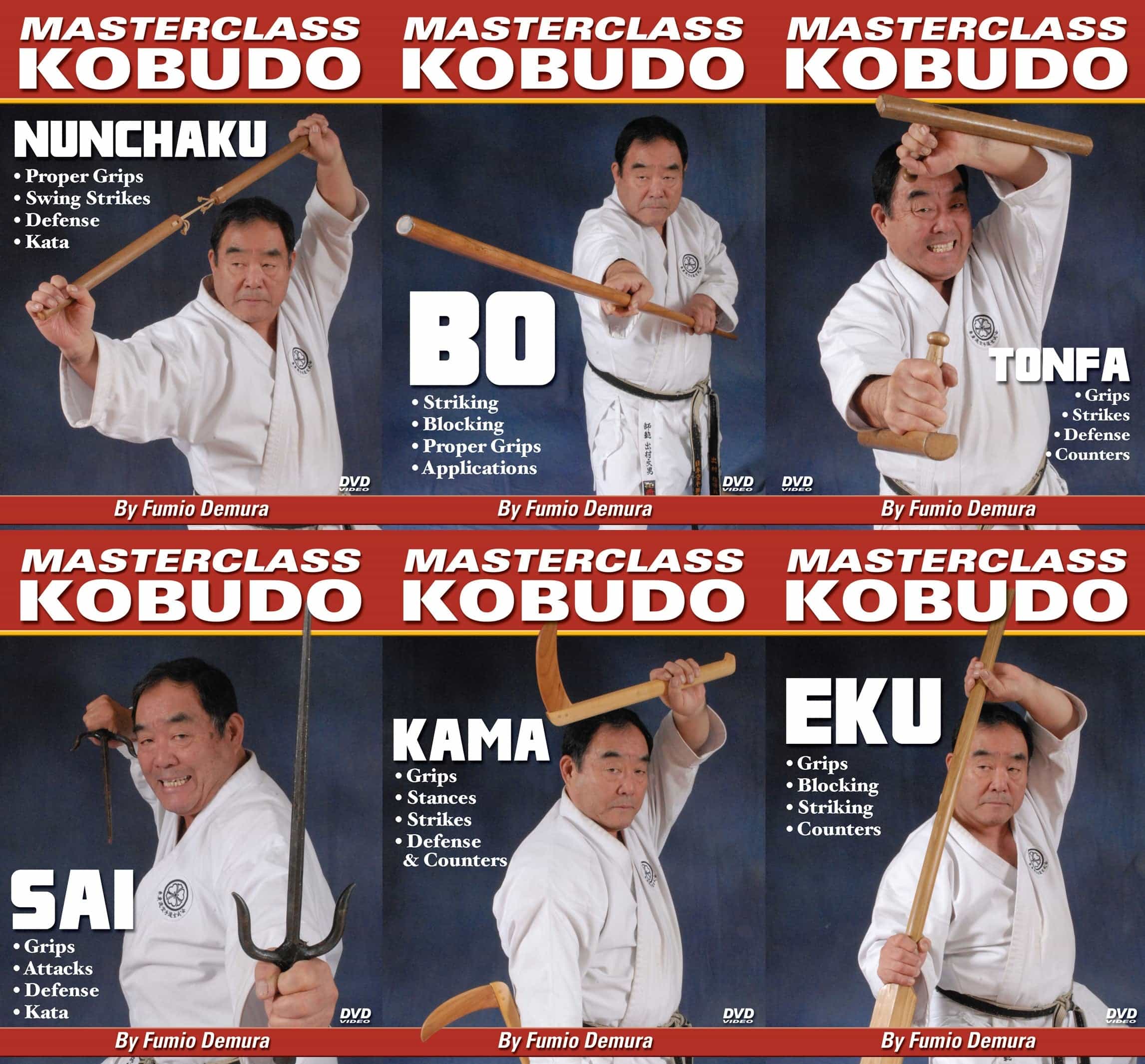 6 DVD Set Master Class Kobudo Karate Weapons by Fumio Demura