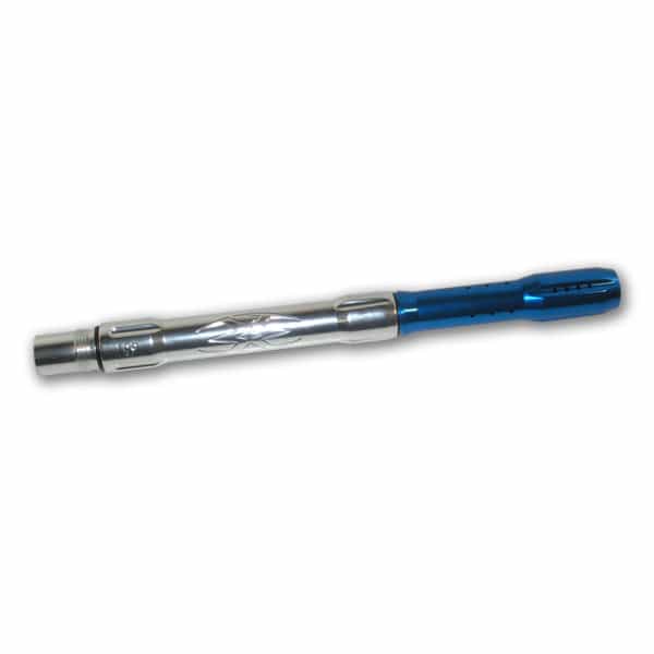 10" Spyder Silver/Blue Empire Paintball 2-Piece Big Bore Long Baller Barrel