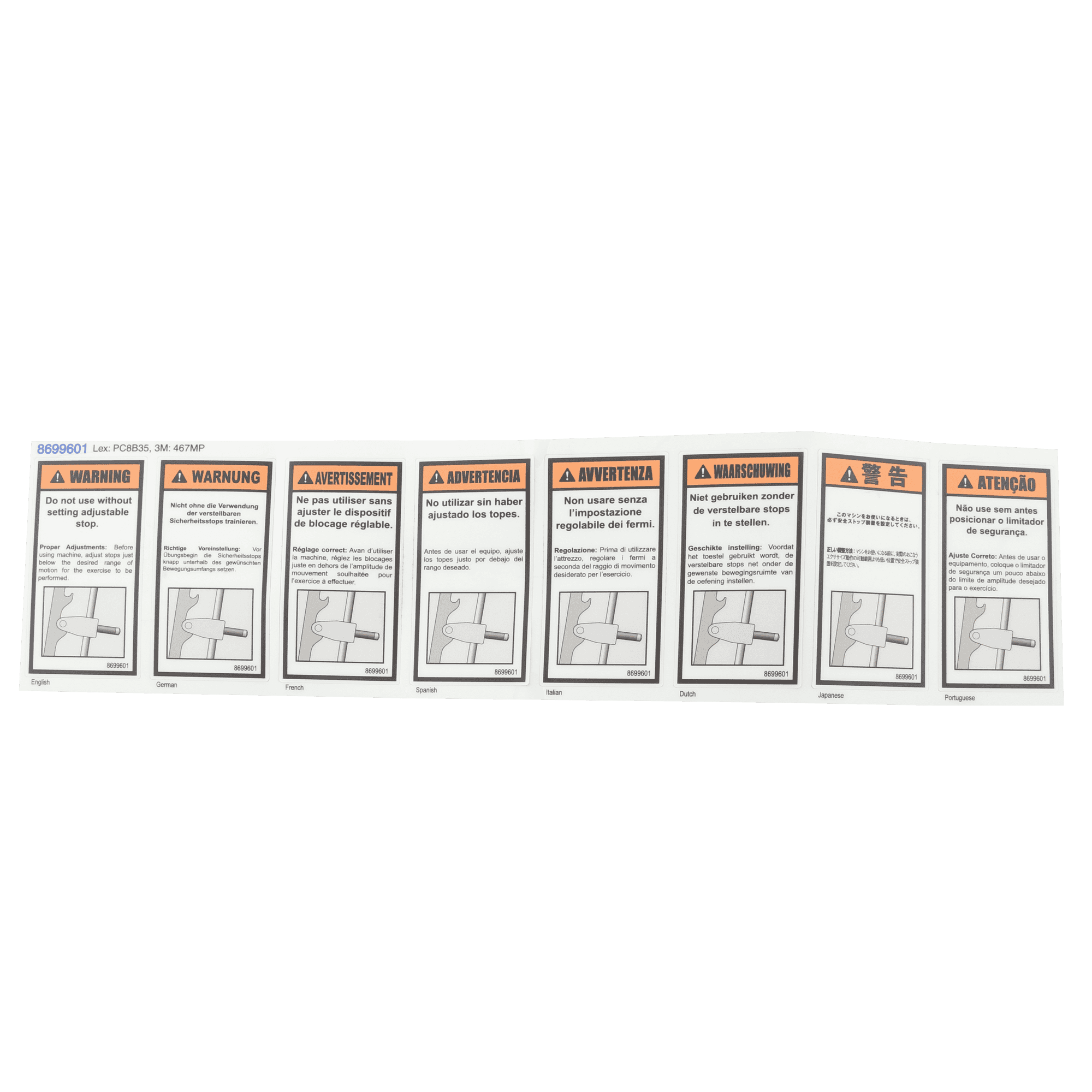 Lifefitness Ossm Bar Stop Label Sheet Select