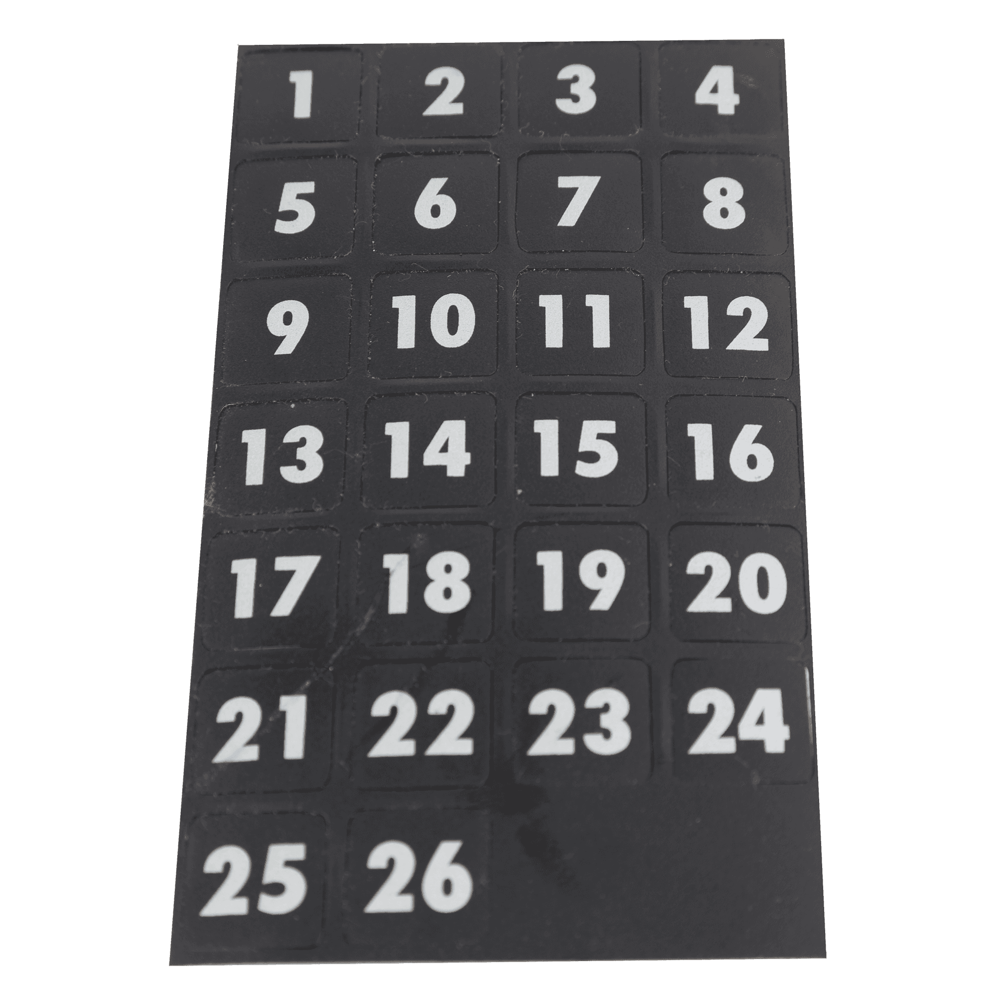Label for Weight Stack, 1-26, Life Fitness