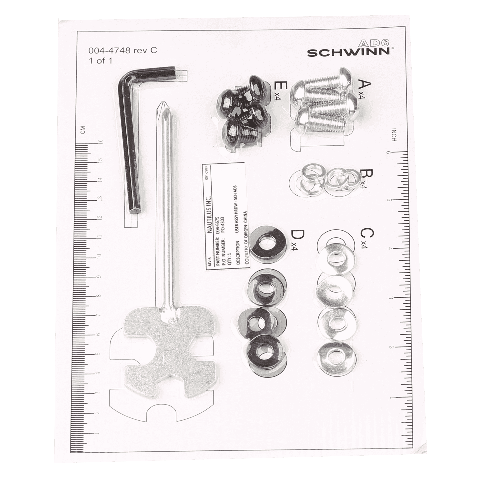 Schwinn AD6 User Assembly Hardware Pack