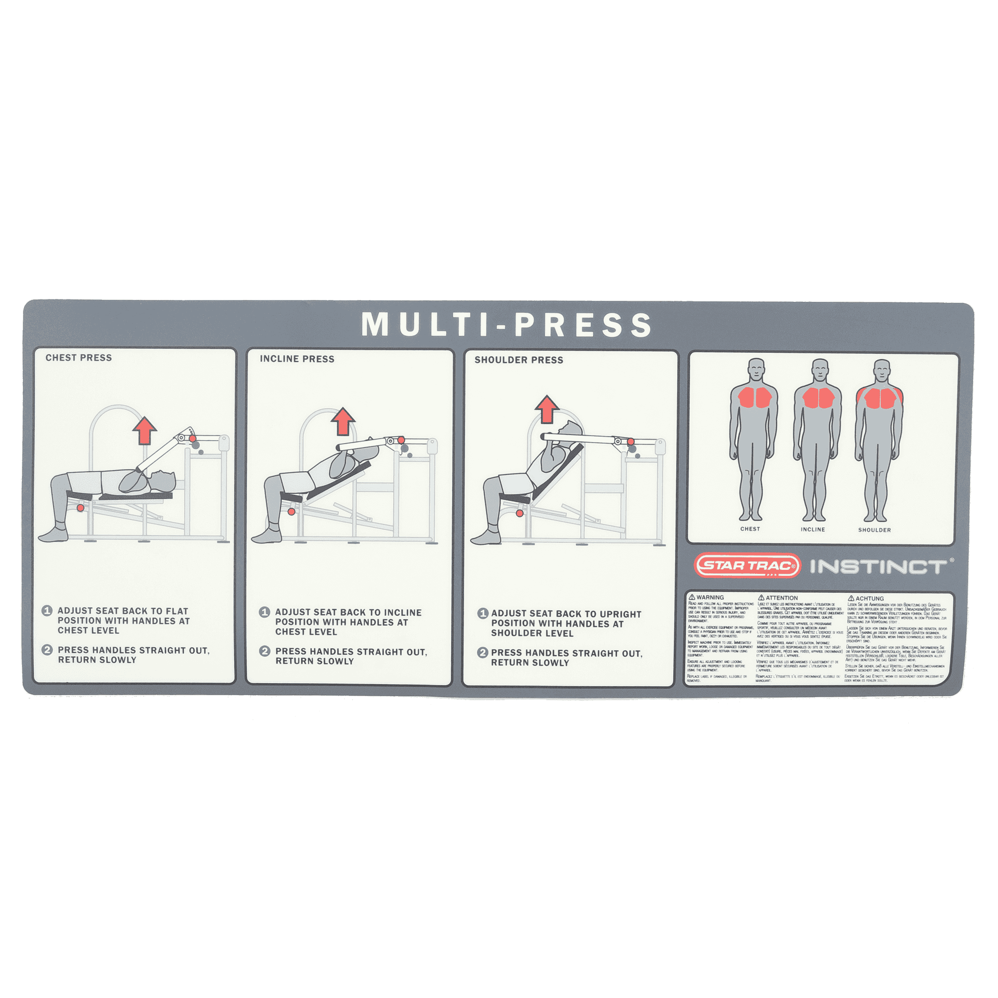 Startrac Instinct 80 Degree MultiPress Instruction Placard