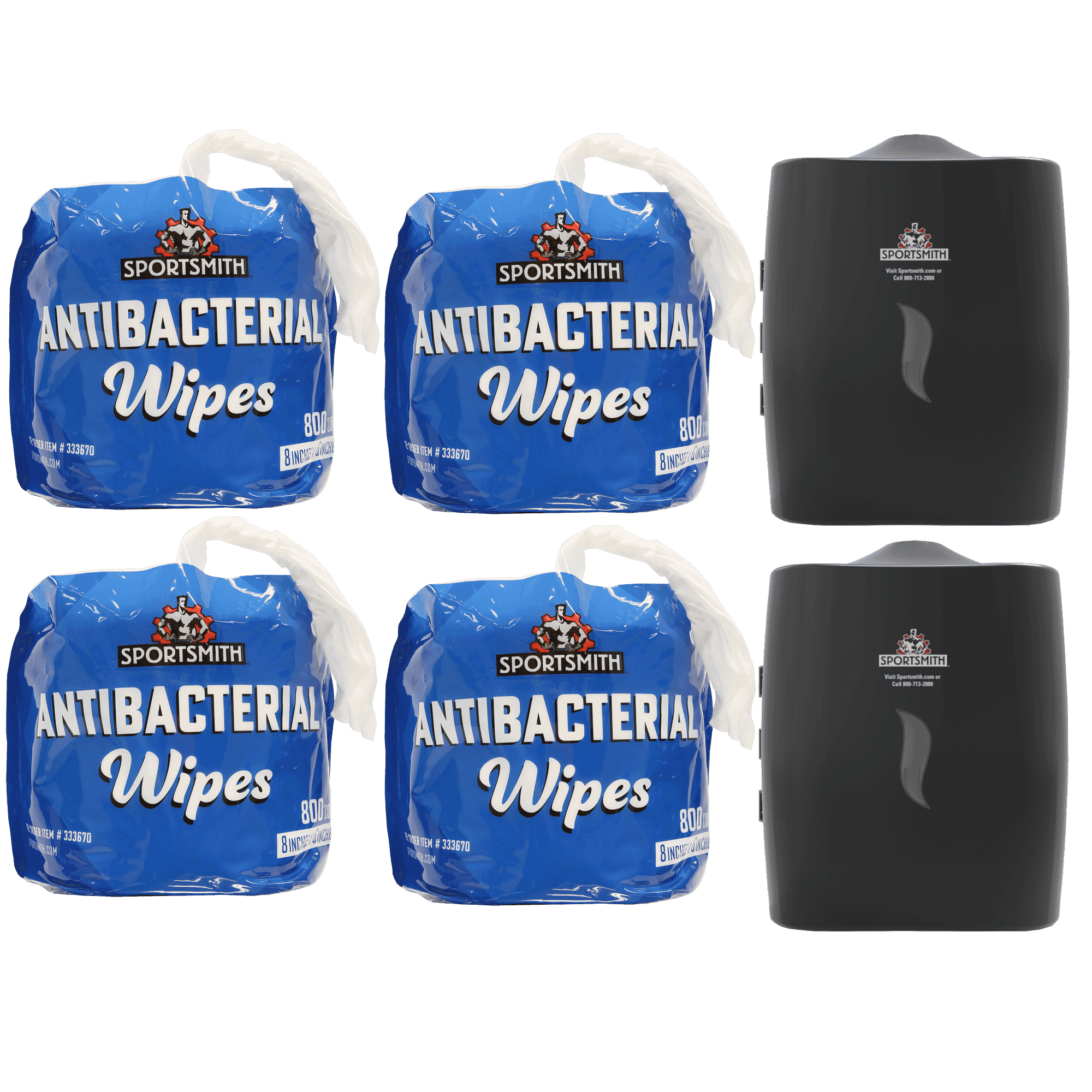 Sportsmith Antibacterial Wipes Kit with 2 Wall Dispensers
