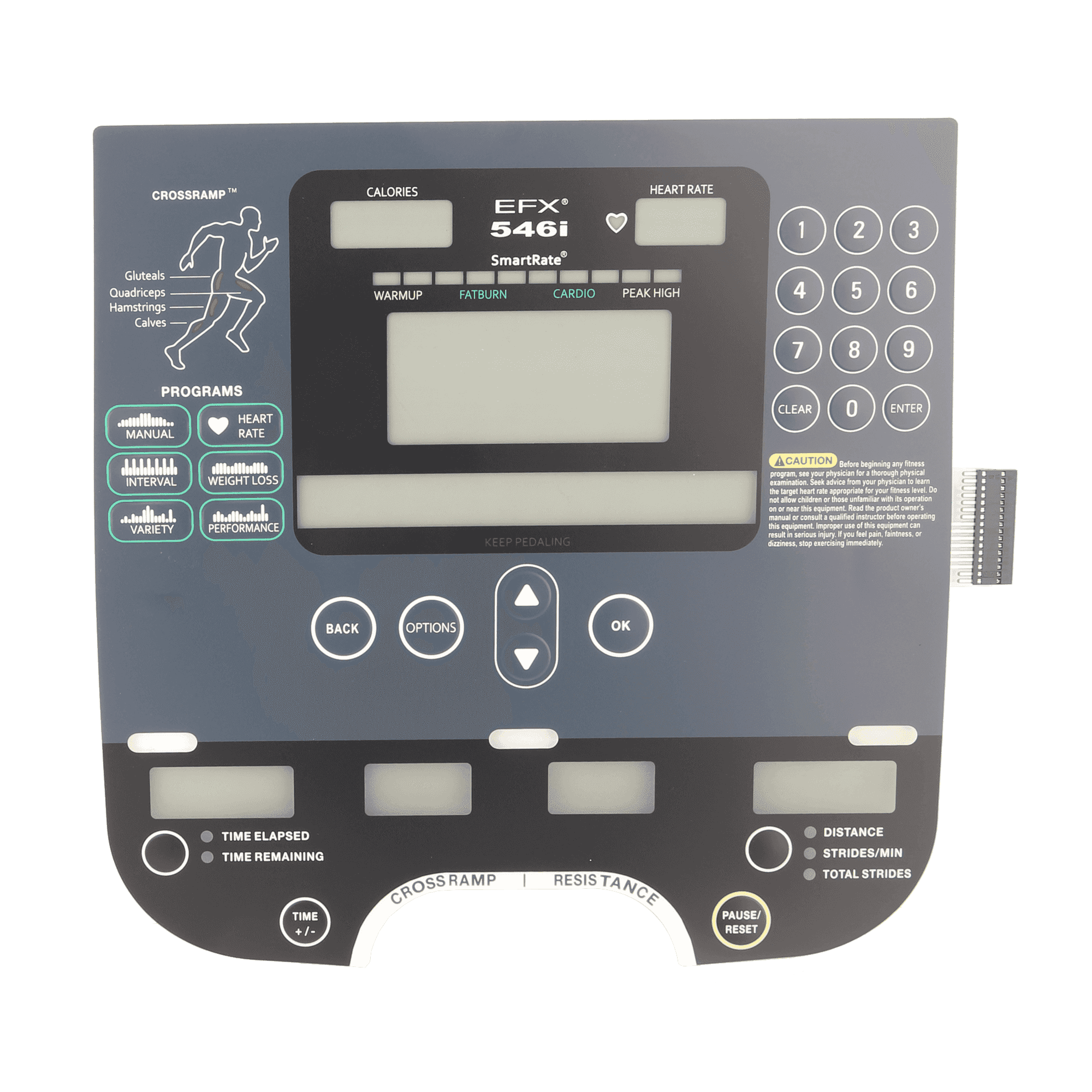 Precor EFX 546i Overlay and Keypad Assembly