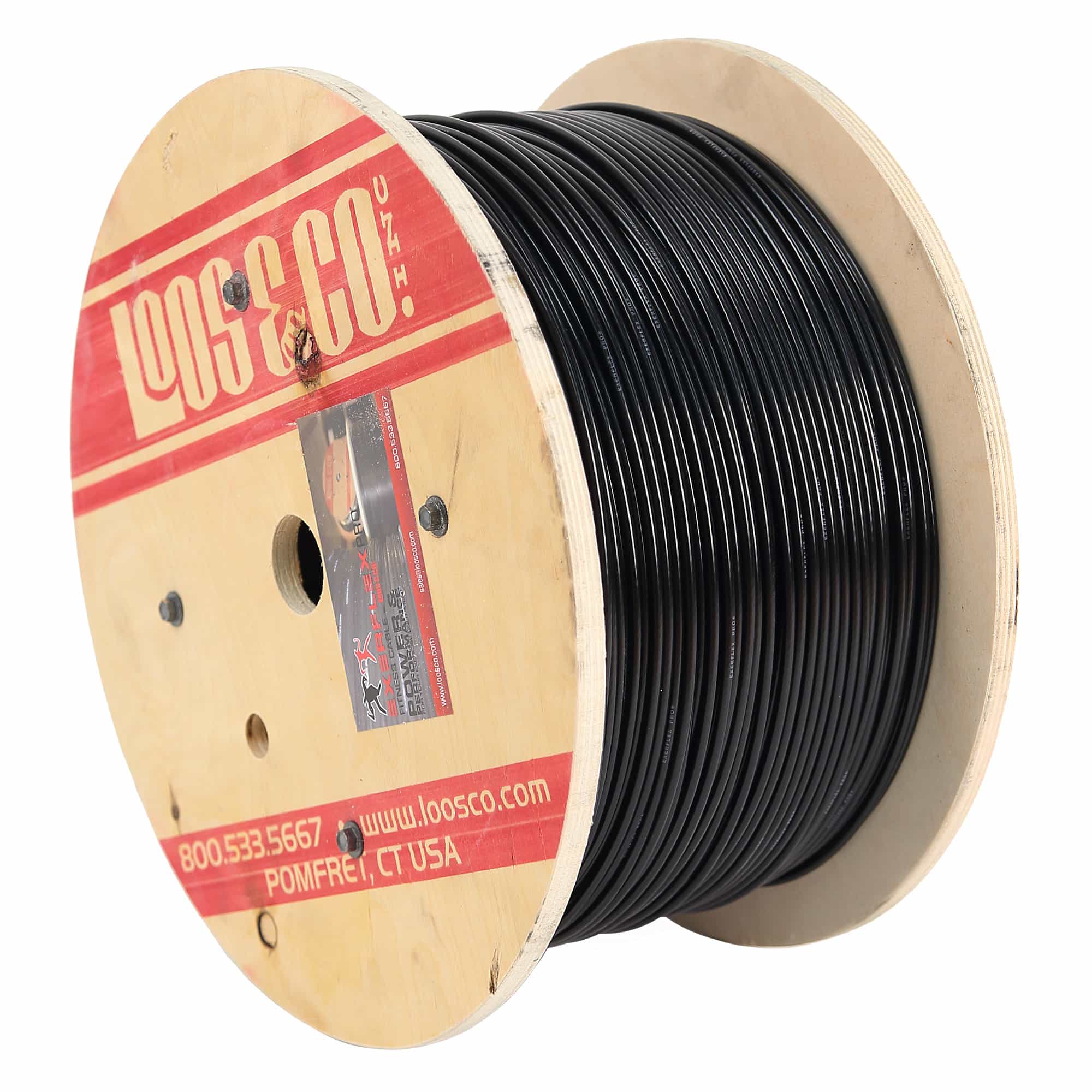 Exerflex Pro Cable 3/16", Black Nylon Coating | 1,000 Foot Reel