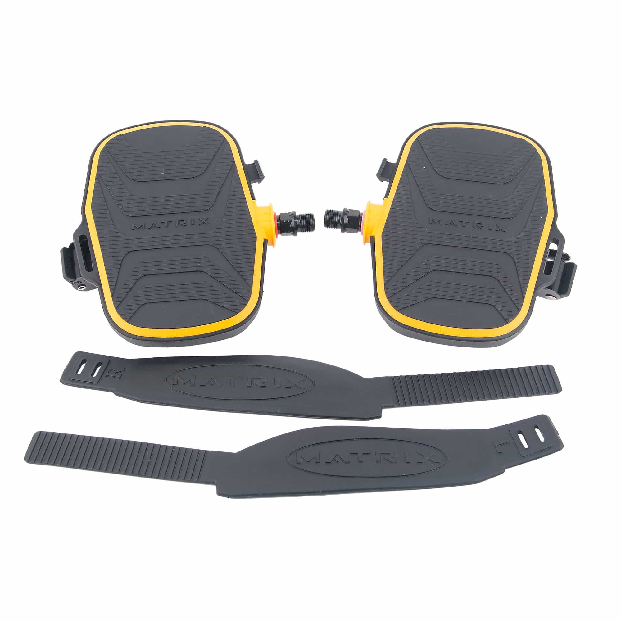 Pedal Set, Left And Right With Straps, Black And Yellow, 9/16", Oem, Matrix