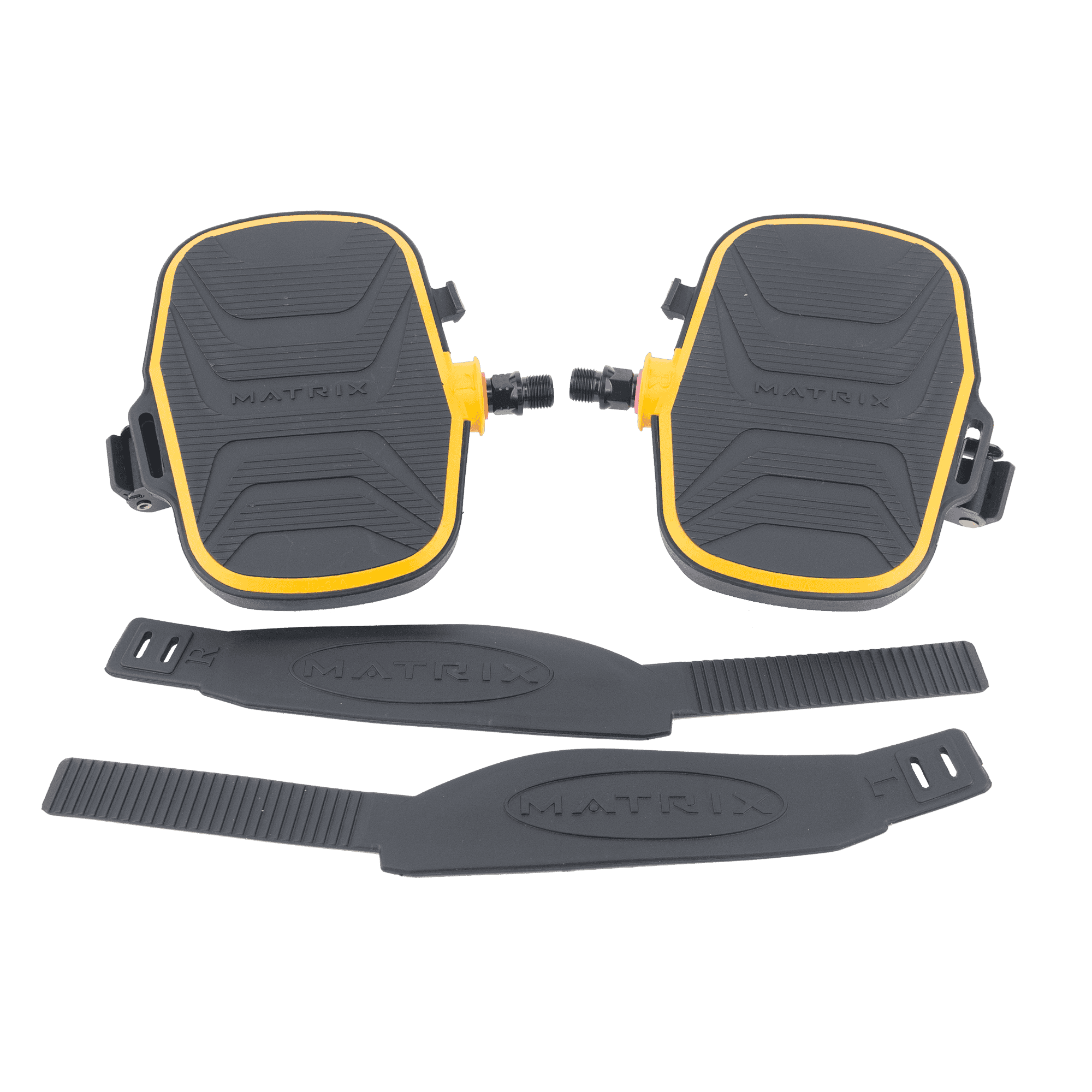 Pedal Set, Left And Right With Straps, Black And Yellow, 9/16", Oem, Matrix