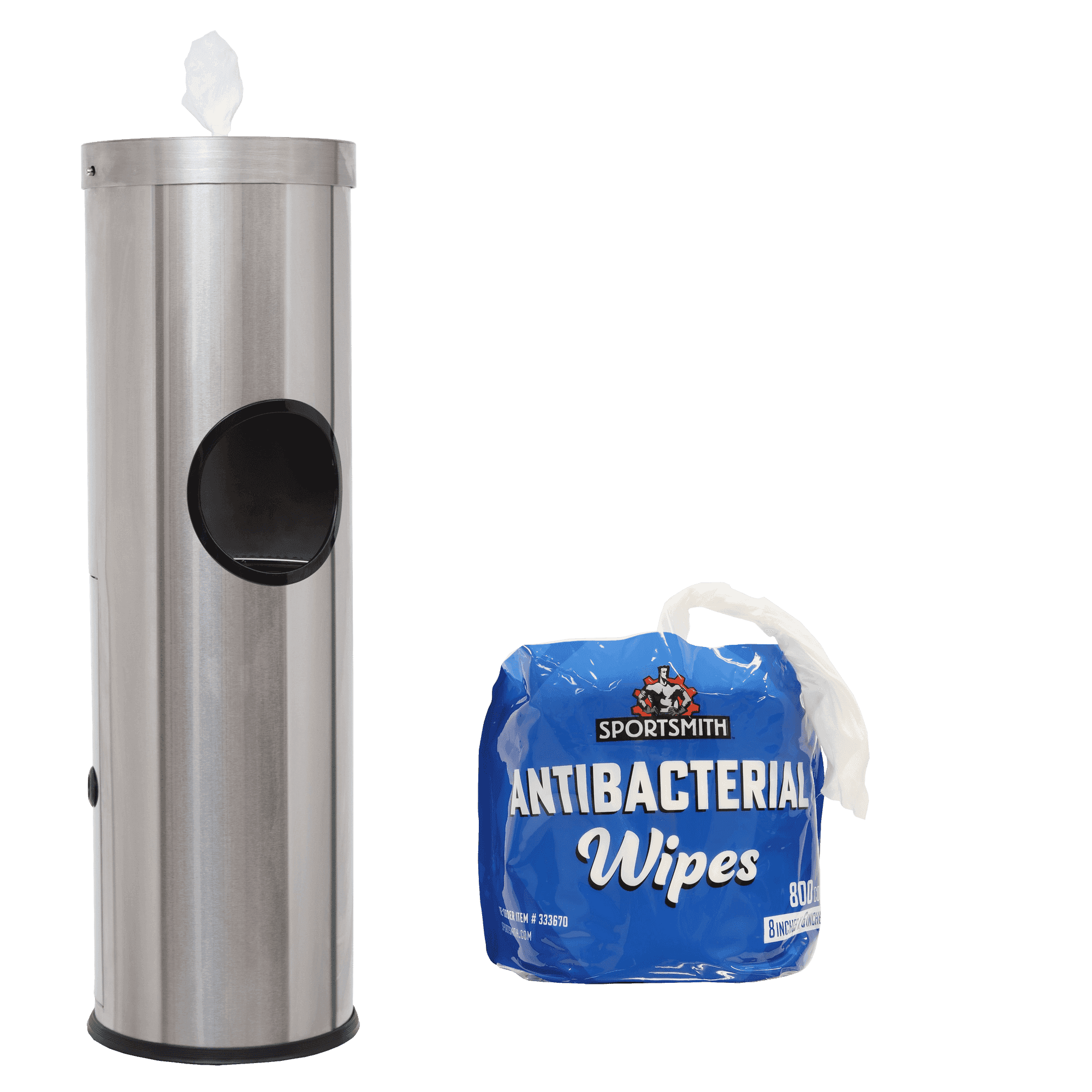 Floor Gym Wipe Dispenser In Stainless Steel & Antibacterial Kit - Fda Approved