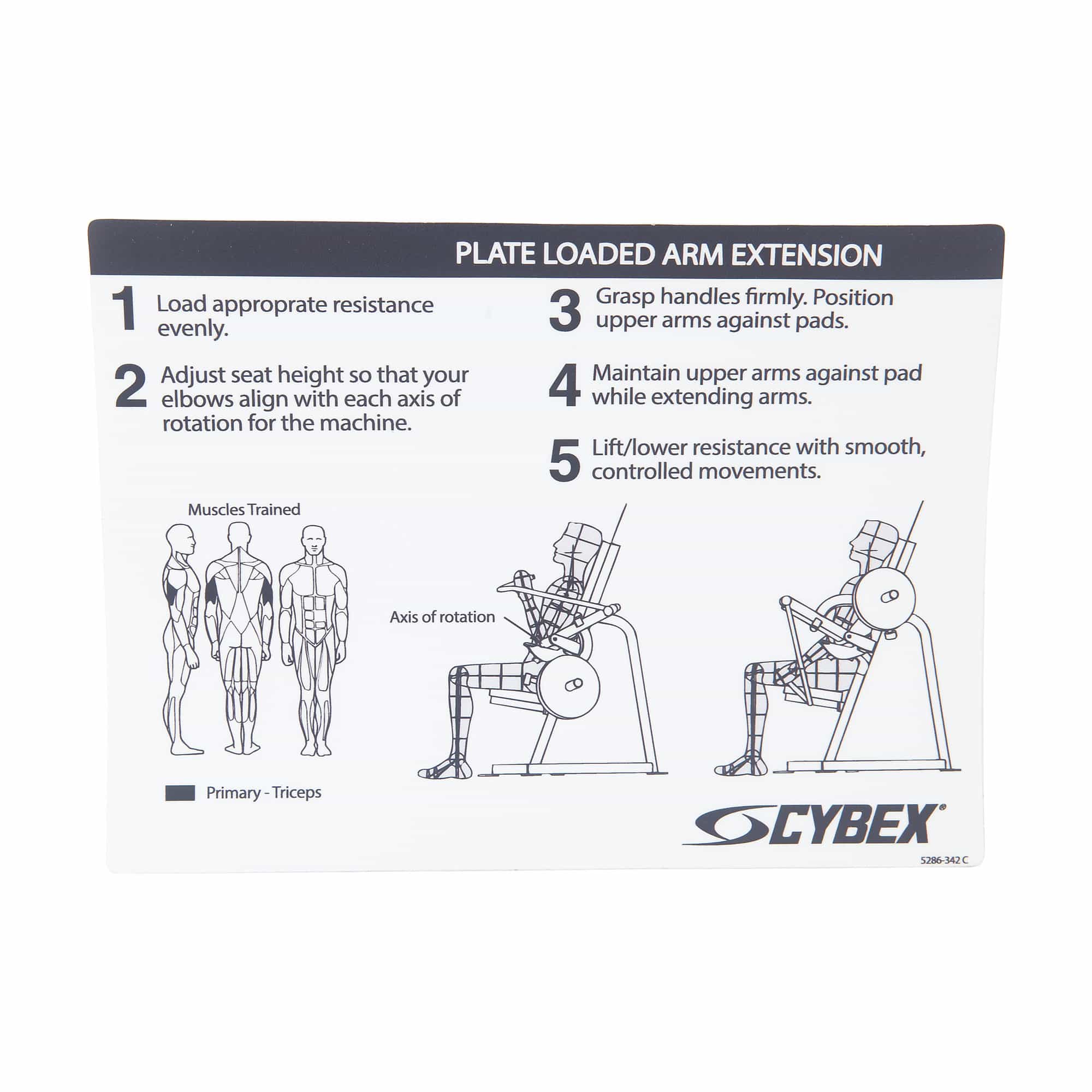 Placard Decal, Cybex 5286-342