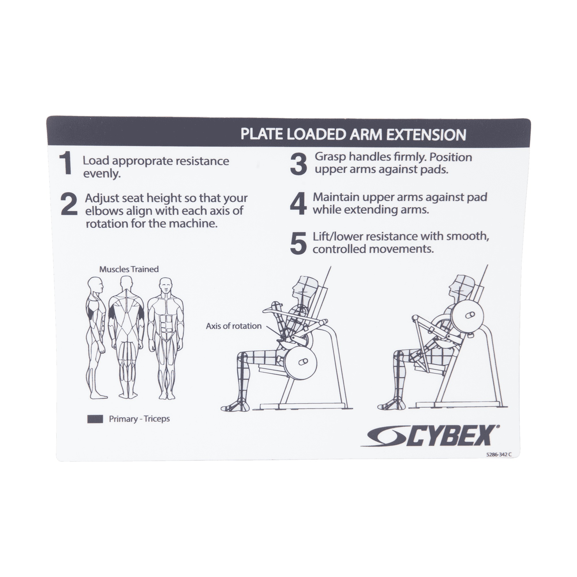 Placard Decal, Cybex 5286-342