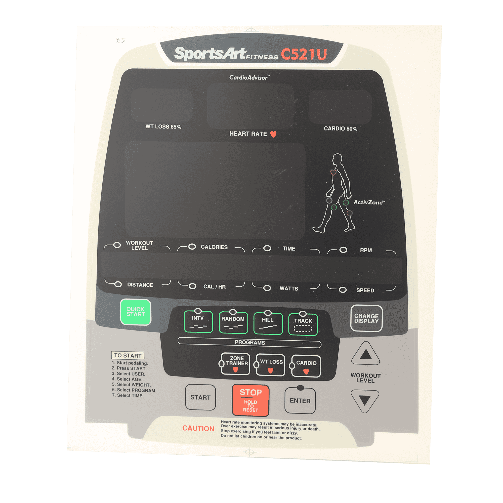 Sportsart C521u Display Overlay
