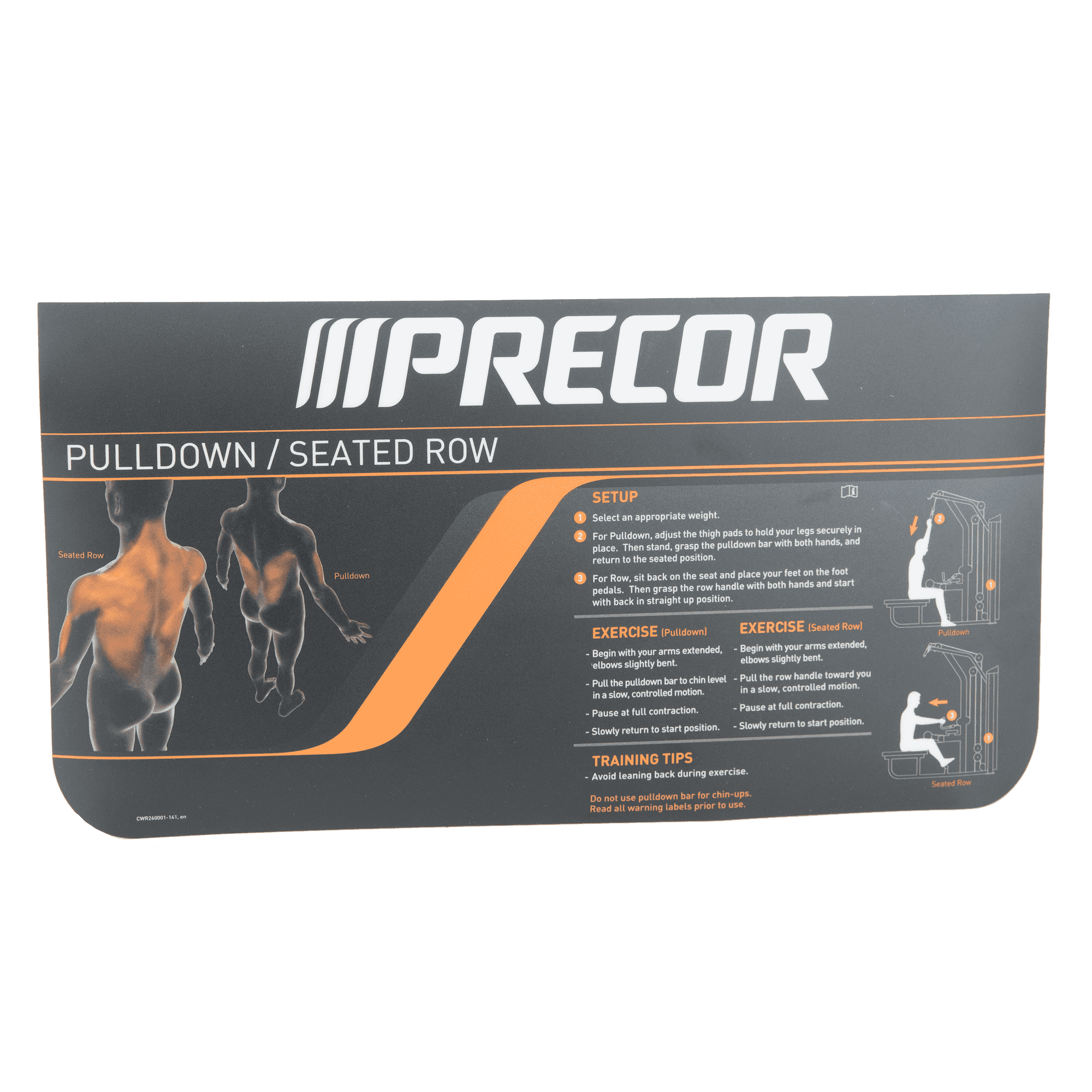 Instructional Pulldown/Seat Label for Precor