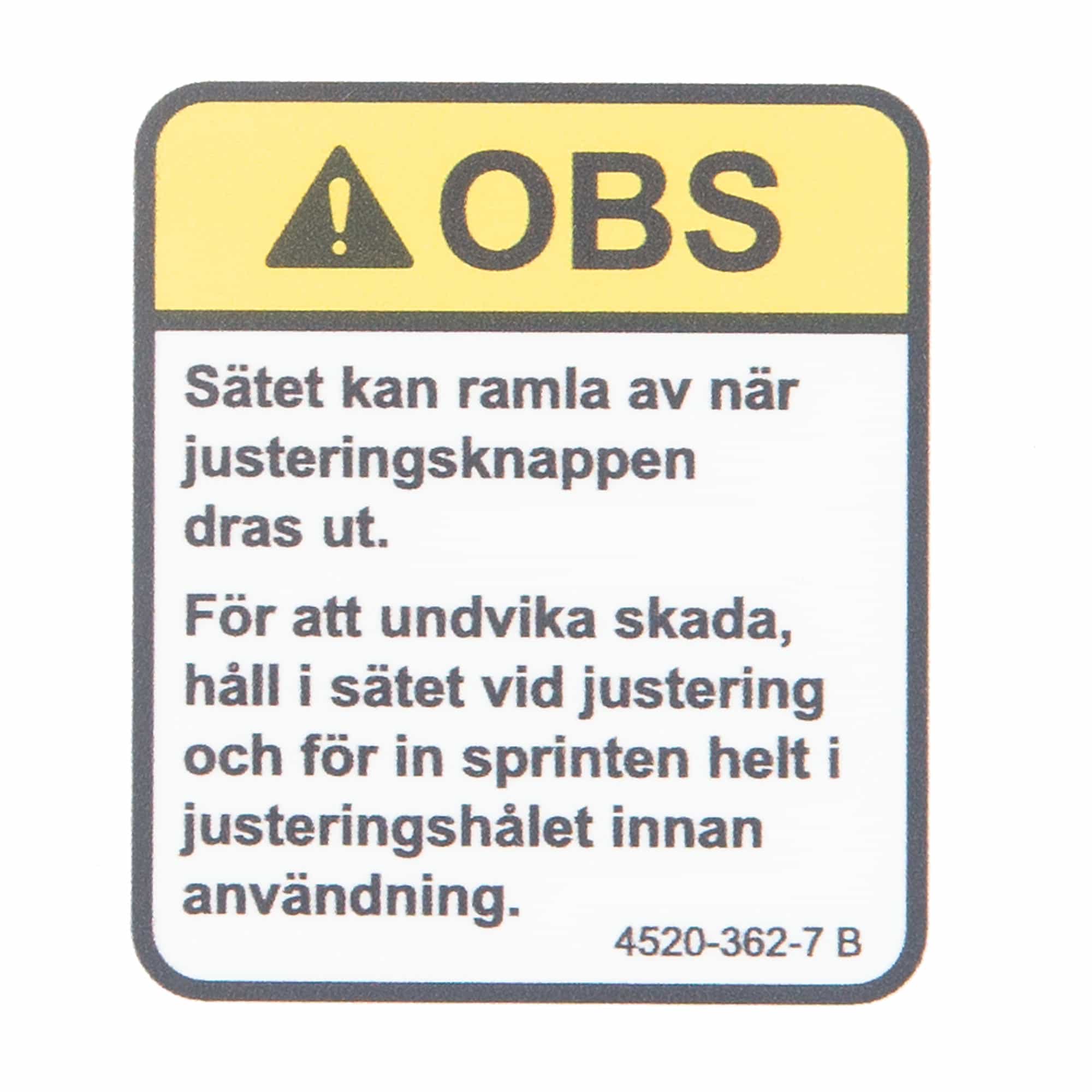 Decal, Caution Cybex 4520-362-7