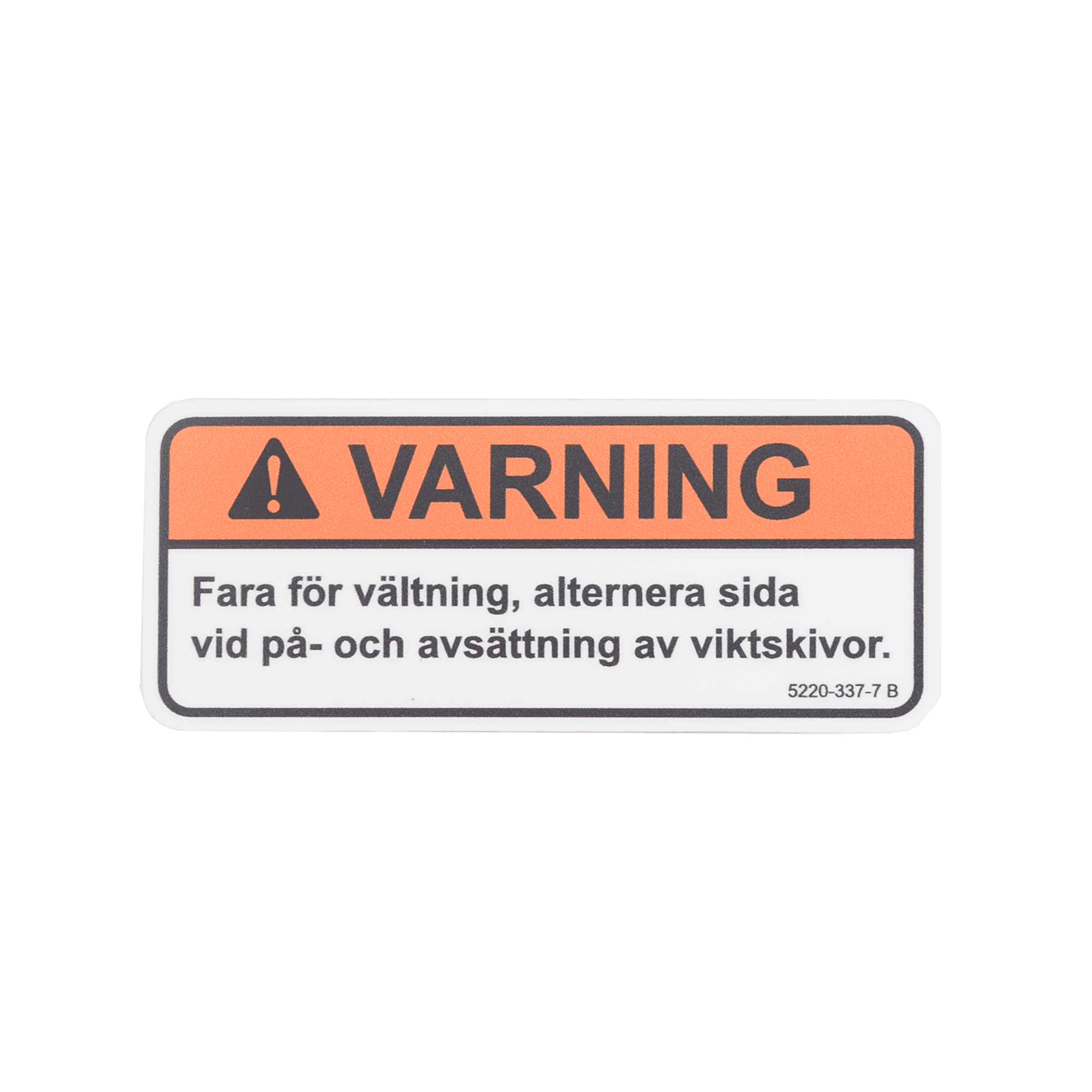 Cybex Swedish Load and Unload Warning Decal
