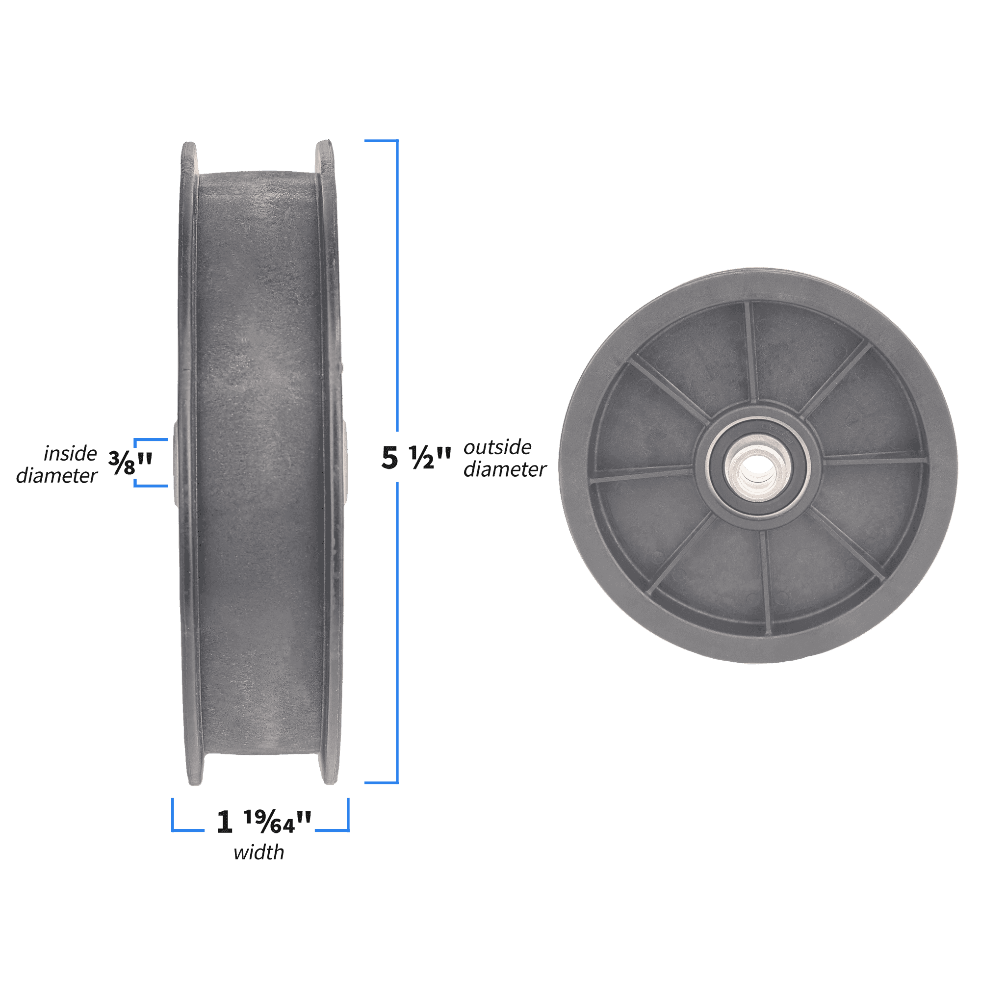 Flat Pulley, 5 1/2" Diameter, 3/8" ID