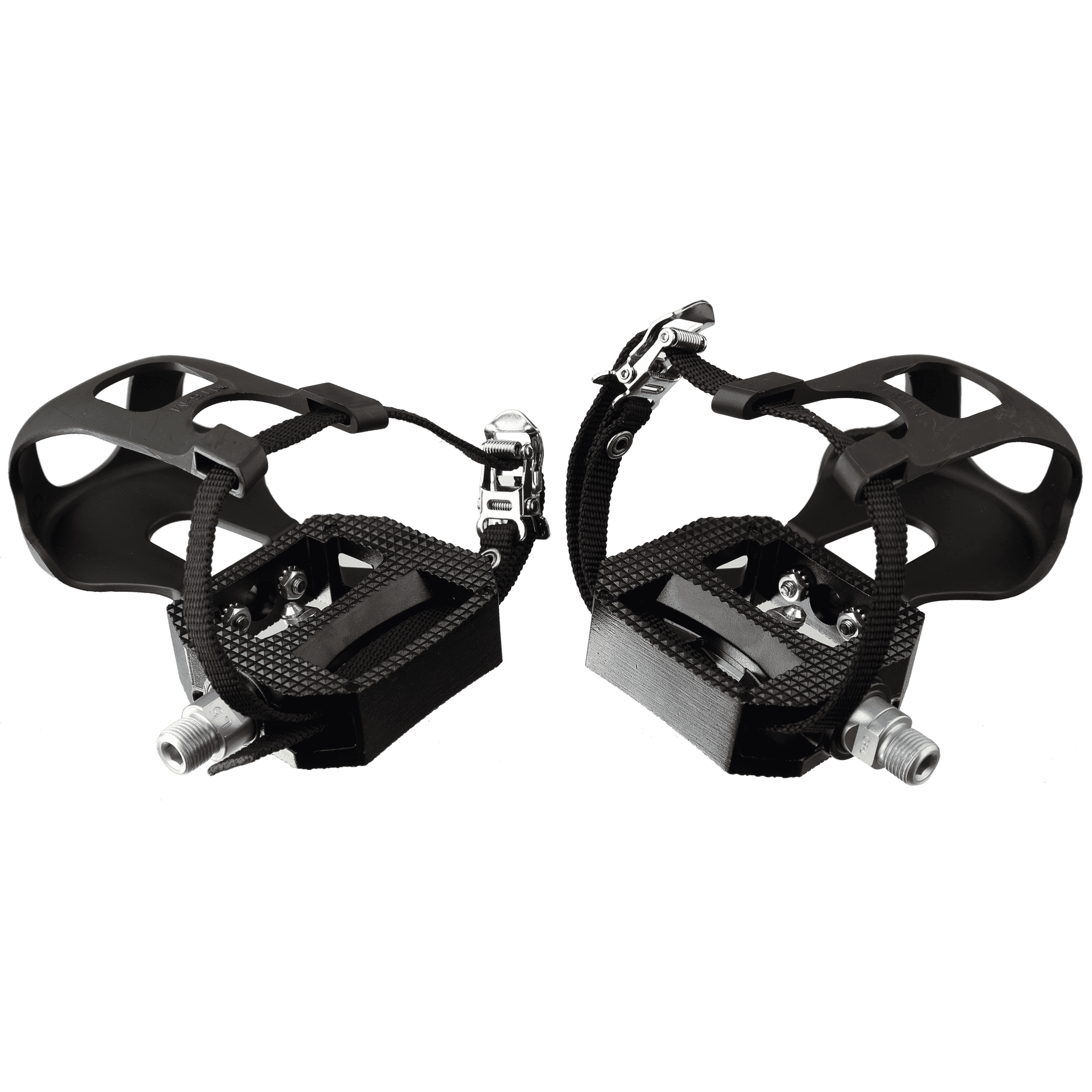 Bike Pedals, Pair, Deluxe Fixed SPD with Toe Cage, 9/16"