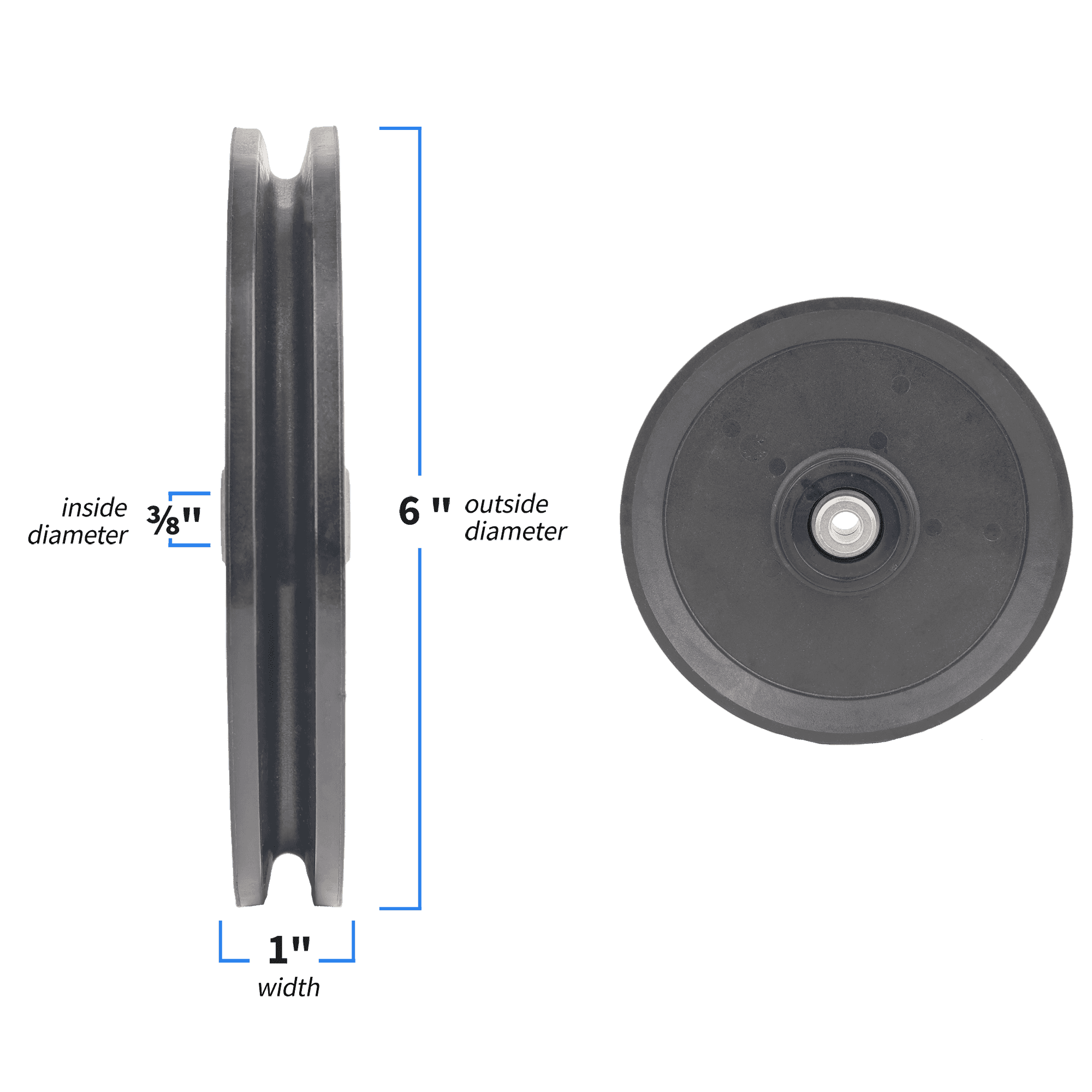 6" Cable Pulley, 3/8" ID