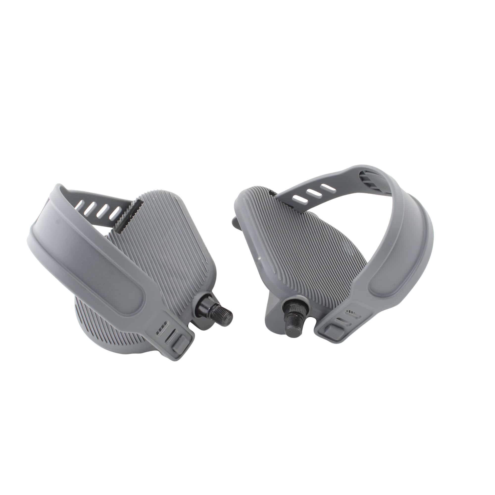 Bike Pedals, Set With Straps, 9/16", Gray