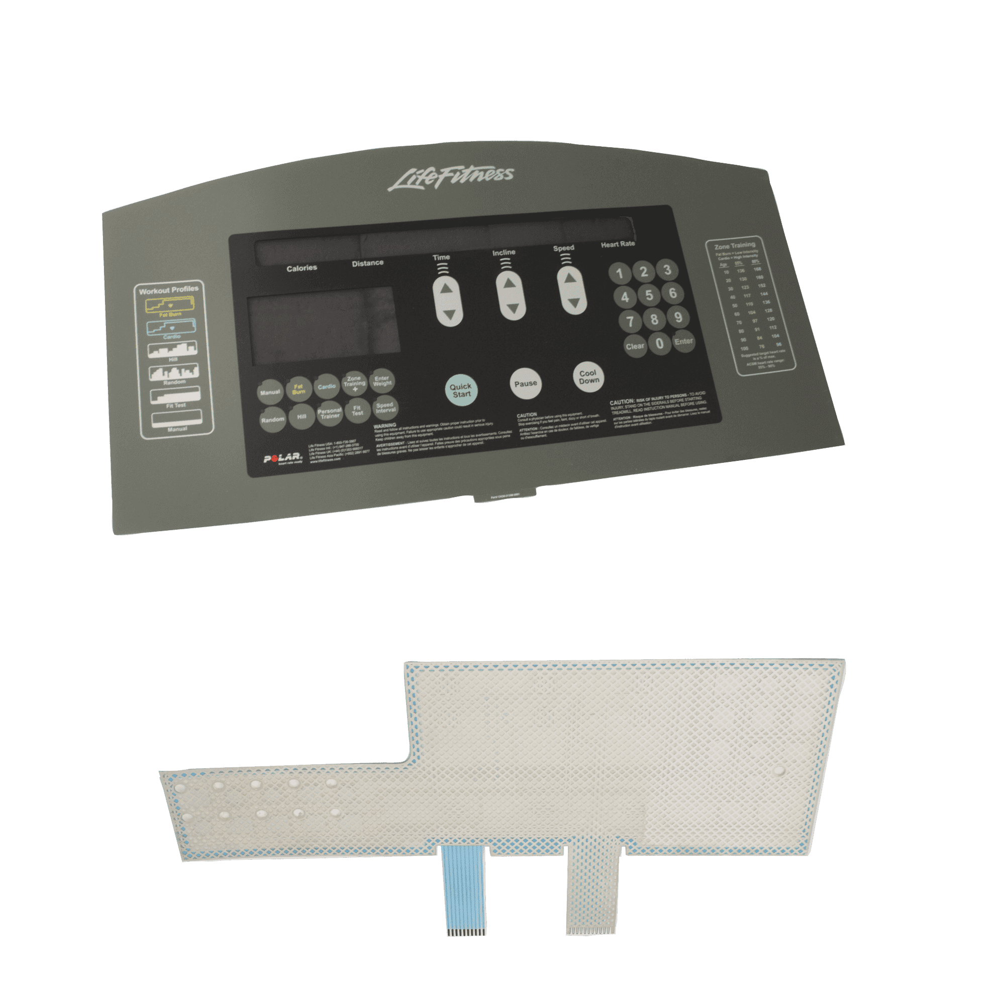 Overlay and Keypad for Life Fitness 95T