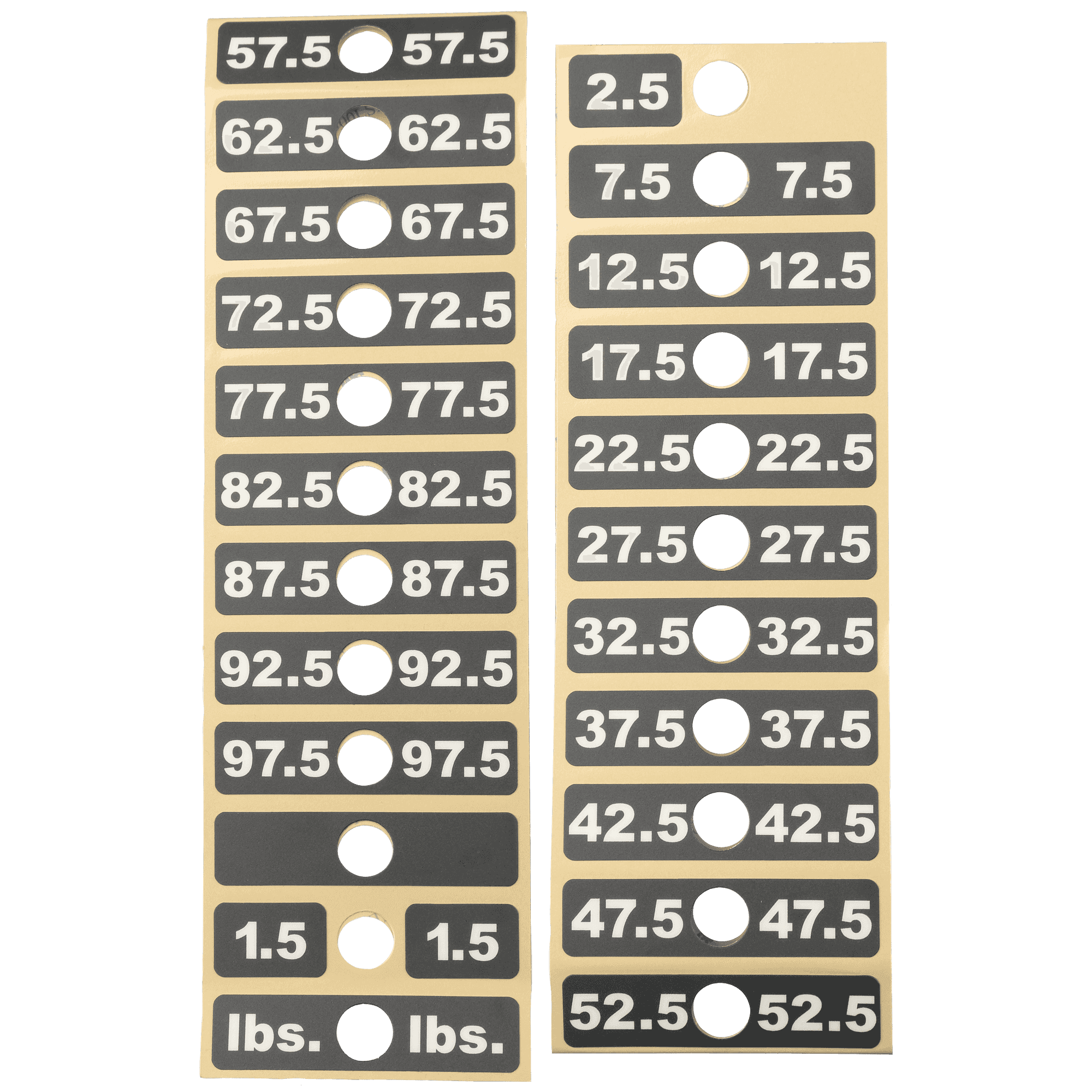 Weight Stack Labels, 97.5 Lbs, Lifefitness Dual Adj Pulley Cmdap
