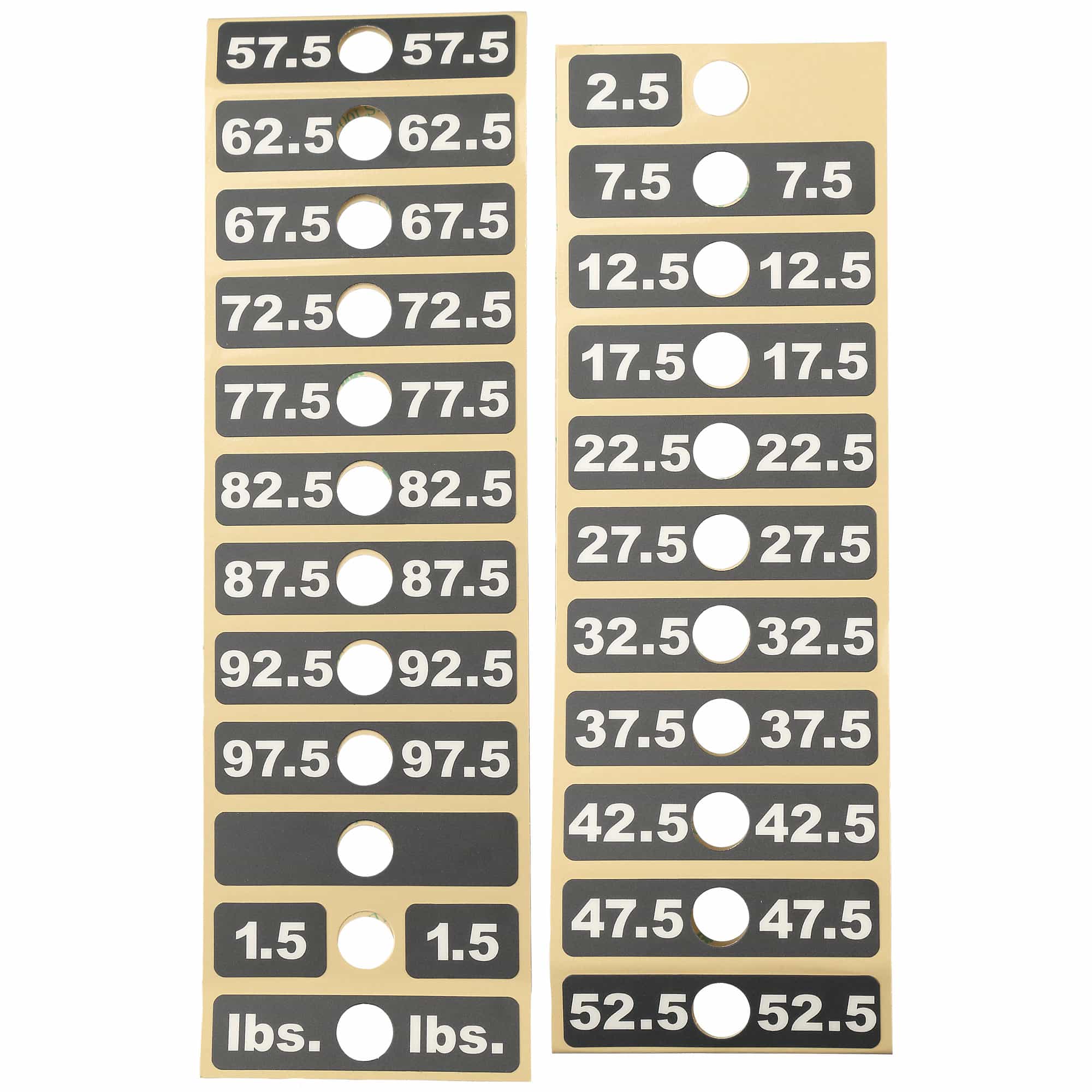 Weight Stack Labels, 97.5 Lbs, Lifefitness Dual Adj Pulley Cmdap