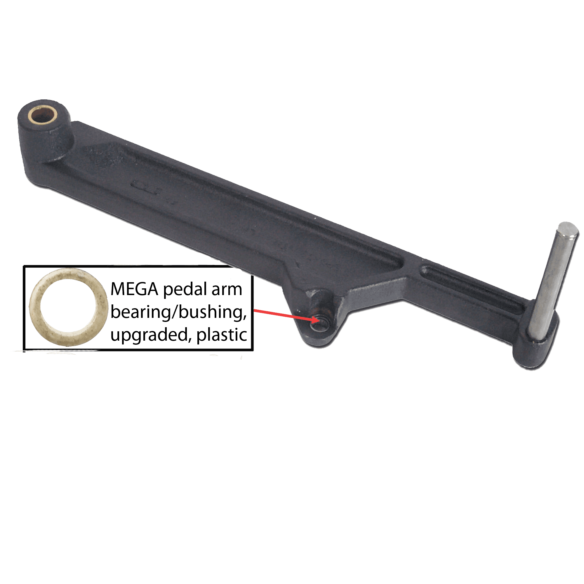 Right Pedal Arm Assembly, Upgraded Mega Bearing