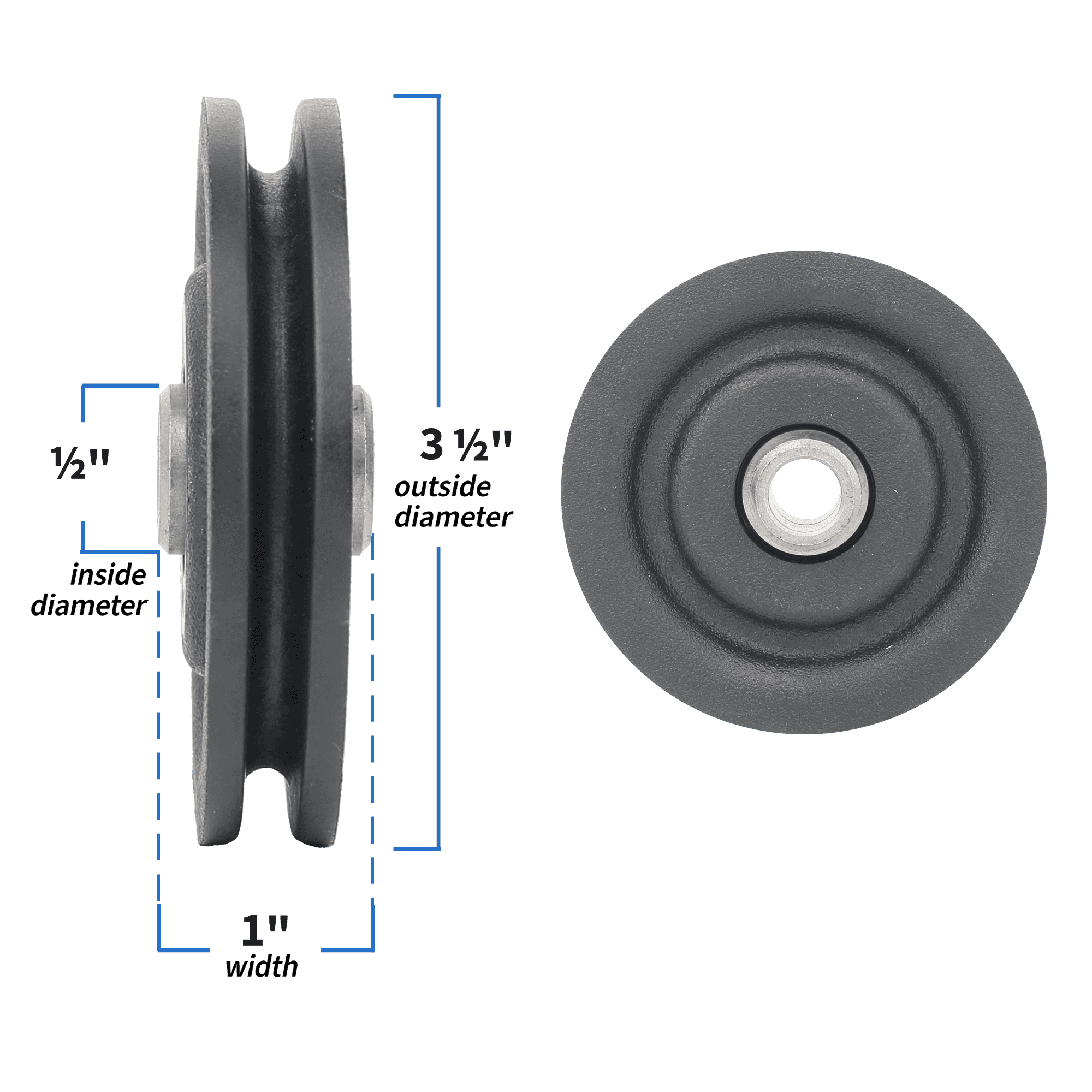 Cable Pulley, 3.5" Diameter With 1/2" Hole