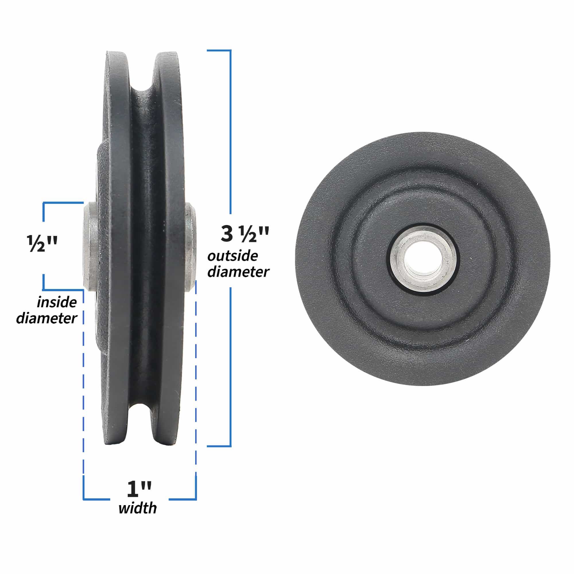 Cable Pulley, 3.5" Diameter With 1/2" Hole