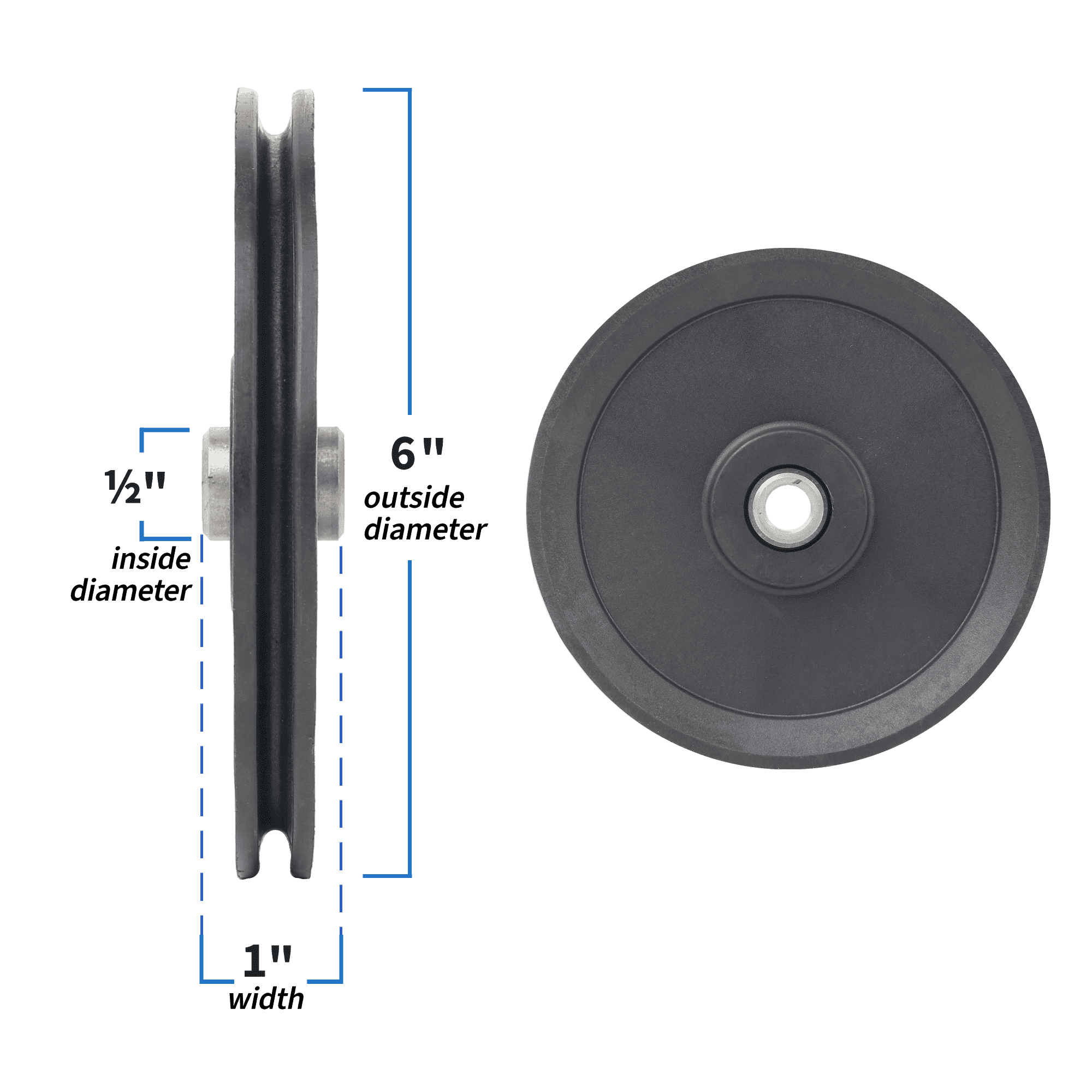 6" Cable Pulley With 1/2" Hole