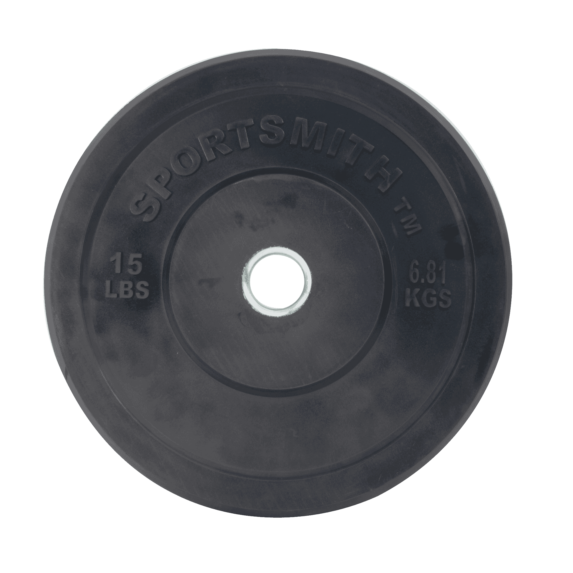 Sportsmith 15lb Olympic Rubber Bumper Plate, Black