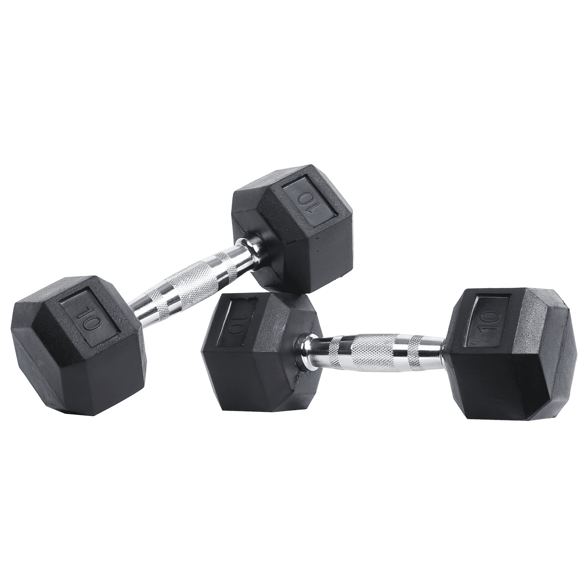 Rubber Hex Dumbbell With Ergo Handles, 10Lbs, Pair