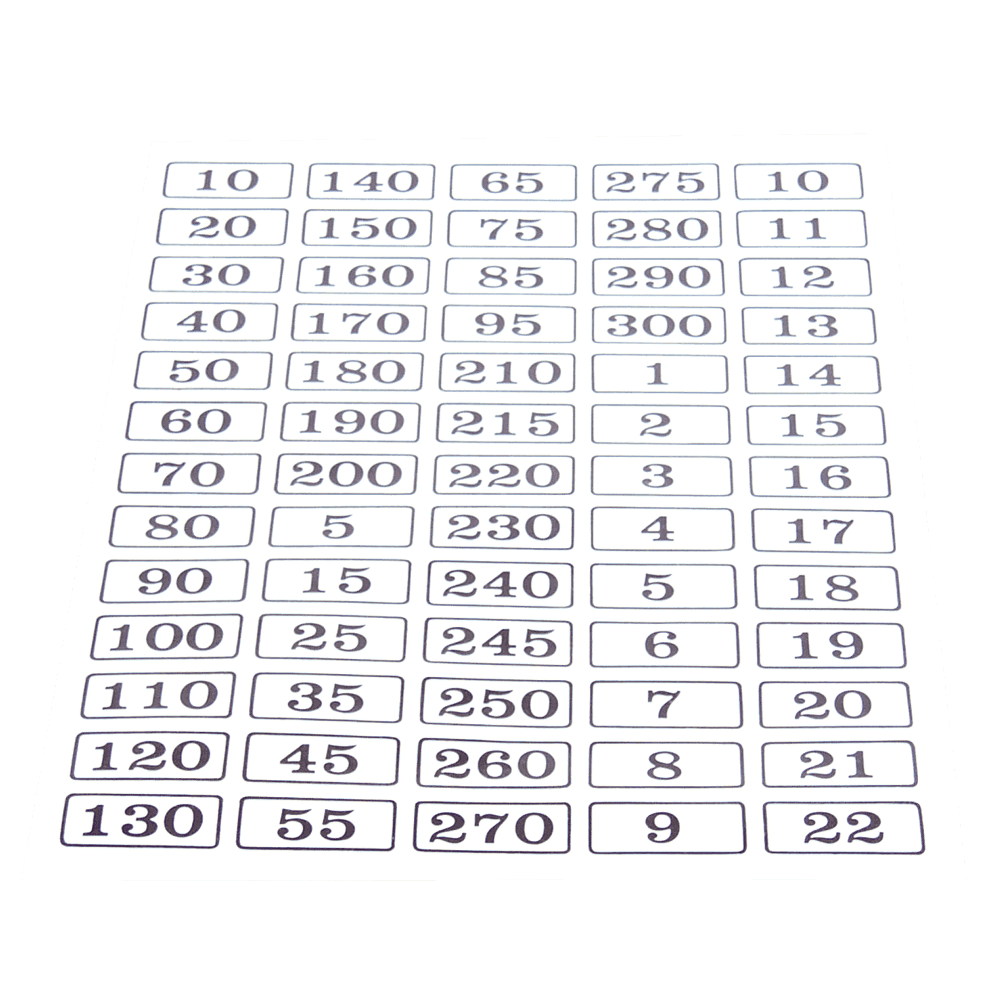 Weight Stack Labels with Black Numbers