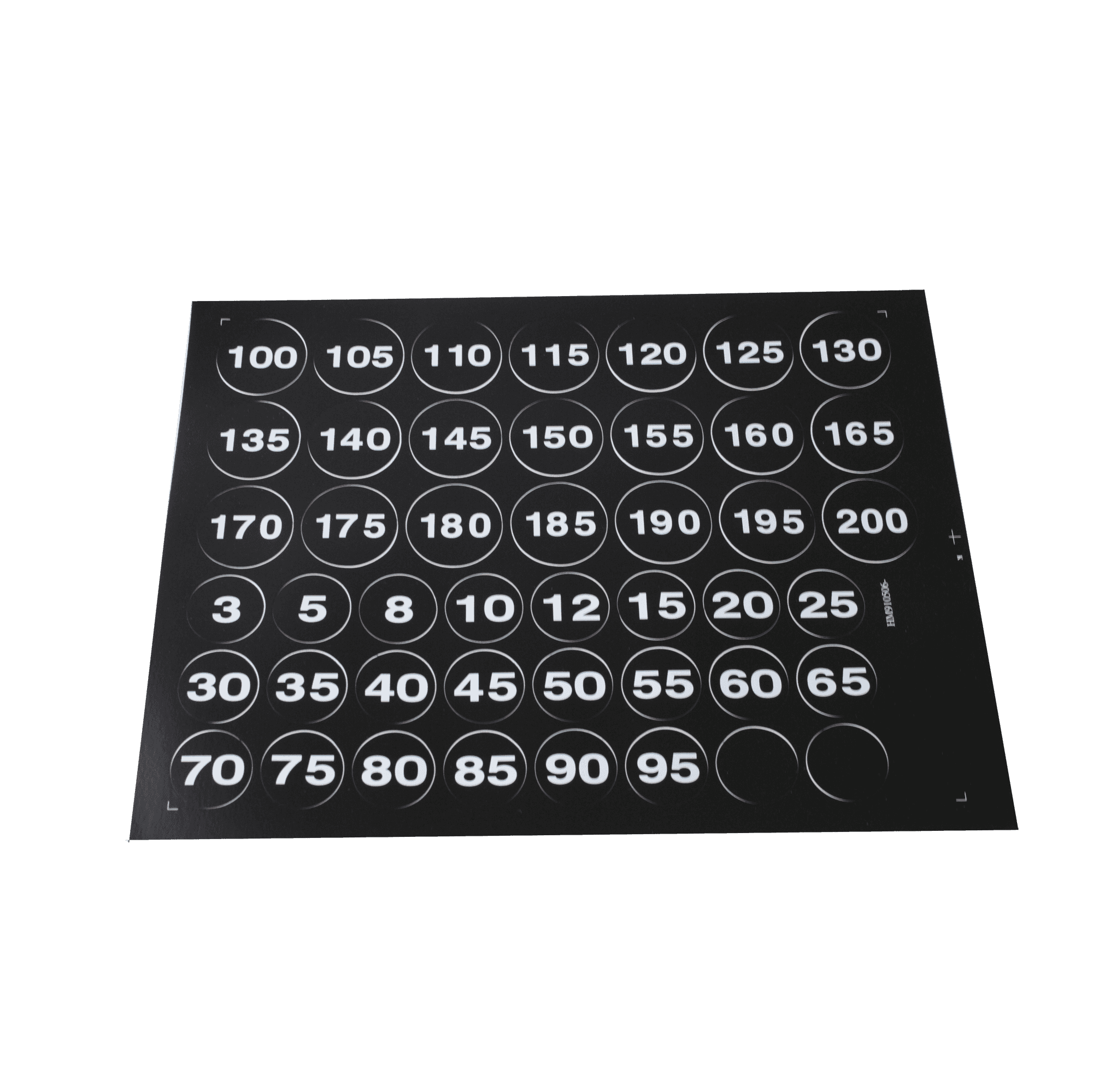 Weight Stack Labels, White Numbers On Black Background