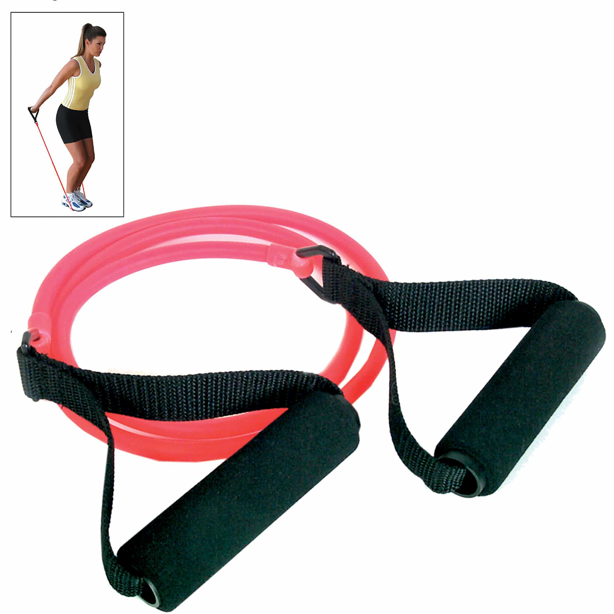 Resistance Tube With Foam Grips | Medium Resistance 8.5 - 10 Lbs | Red