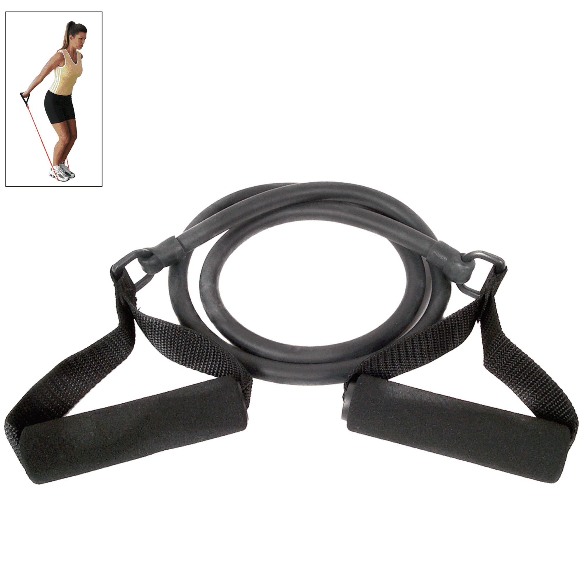 Resistance Tube With Foam Grips, Extra Heavy 14.5-17 Lbs, Black