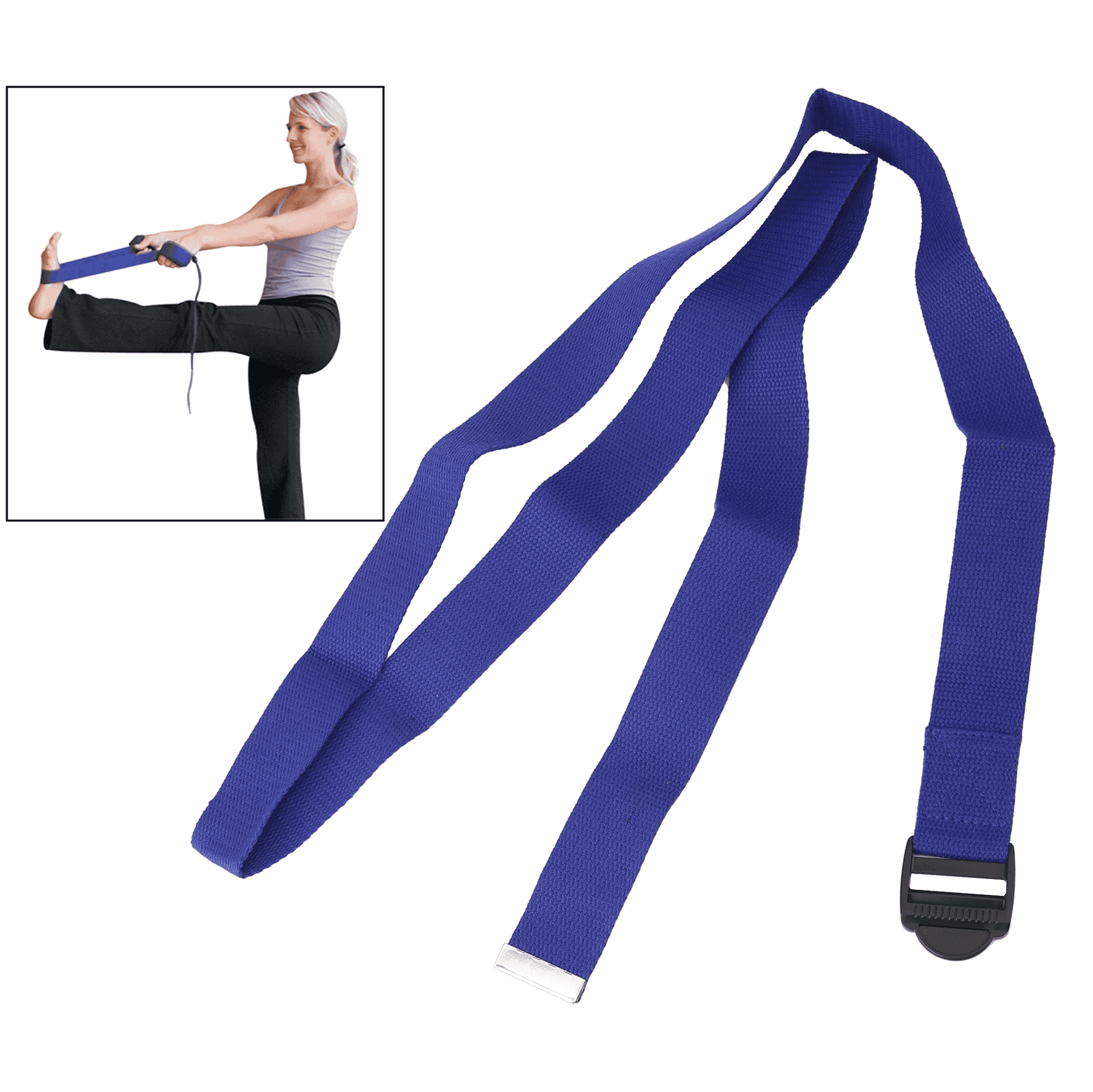 Yoga Strap, 6' Navy Blue With Cinch