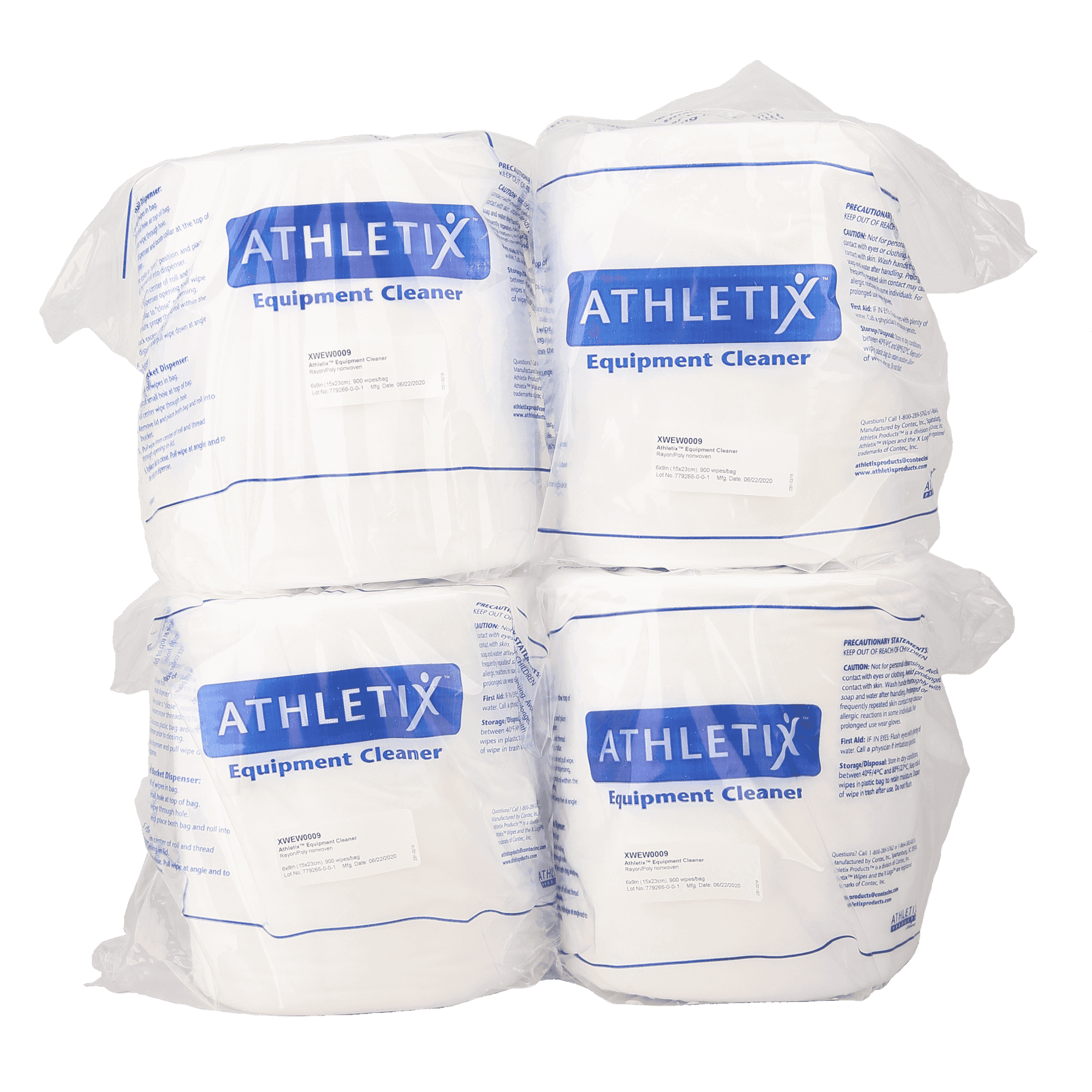 Fitness Equipment Cleaning Wipes By Athletix | 9" X 6" Wipe | 900 Wipes Per Roll - 4 Rolls Per Case