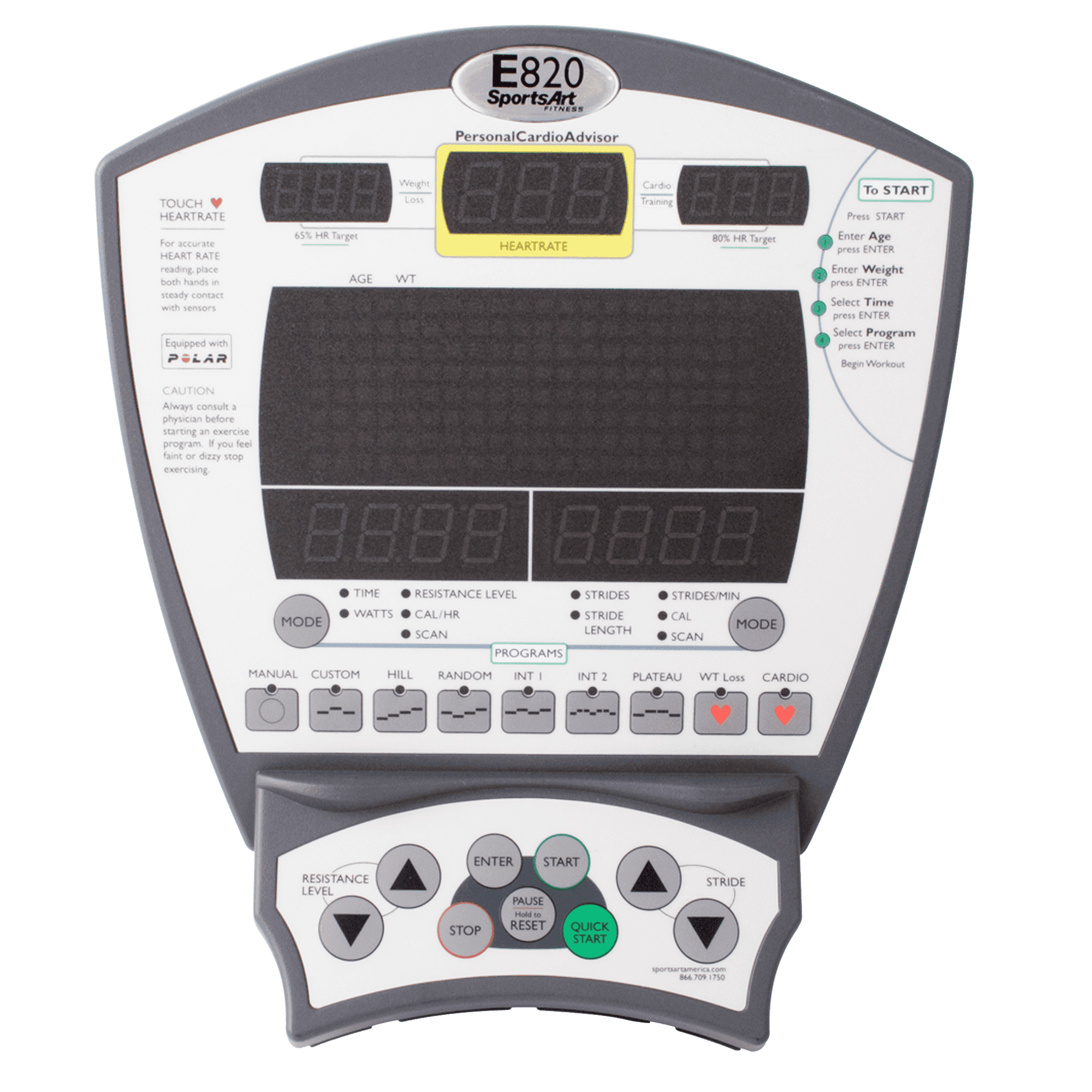 Sportsart E820 Elliptical Display