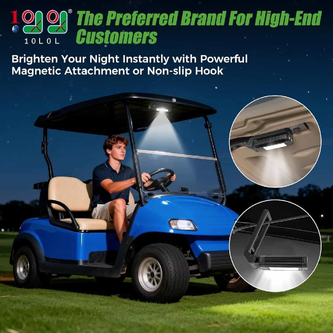 Golf Cart Led Dome Light With Magnetic Charging – 360° Rotation, 7 Modes, Power Bank, Hook & Carabiner