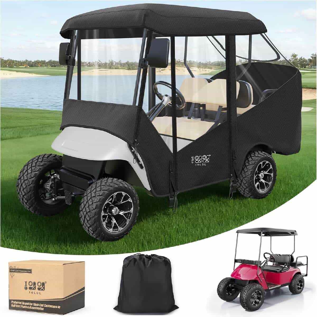 10L0l 4 Passenger Golf Cart Enclosure – 57" Short Roof For Ezgo Txt Rxv & Club Car Ds Precedent
