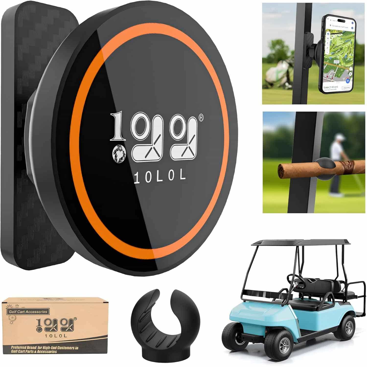 10L0l Magnetic Golf Cart Phone Holder - 360° Rotating Mount For Iphone & Android
