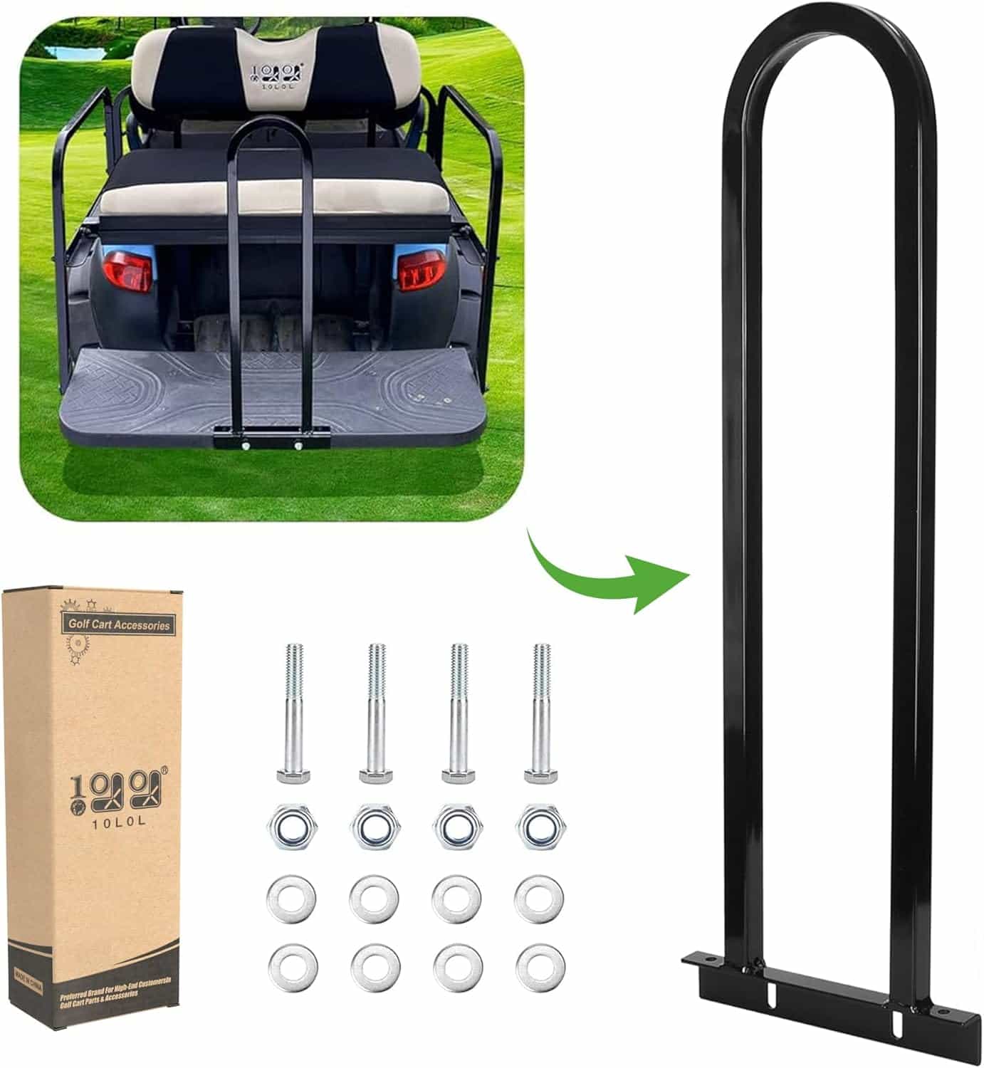 10L0l Universal Golf Cart Rear Grab Bar For Metal Footplate Carts (Yamaha, Ezgo, Club Car)