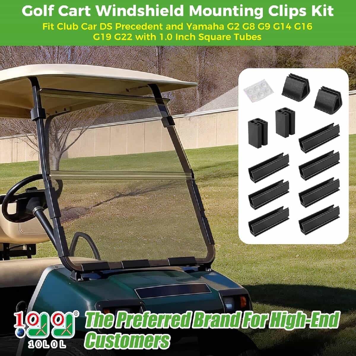 10L0l Golf Cart Windshield Mounting Clips Kit For Club Car & Yamaha 1" Tube