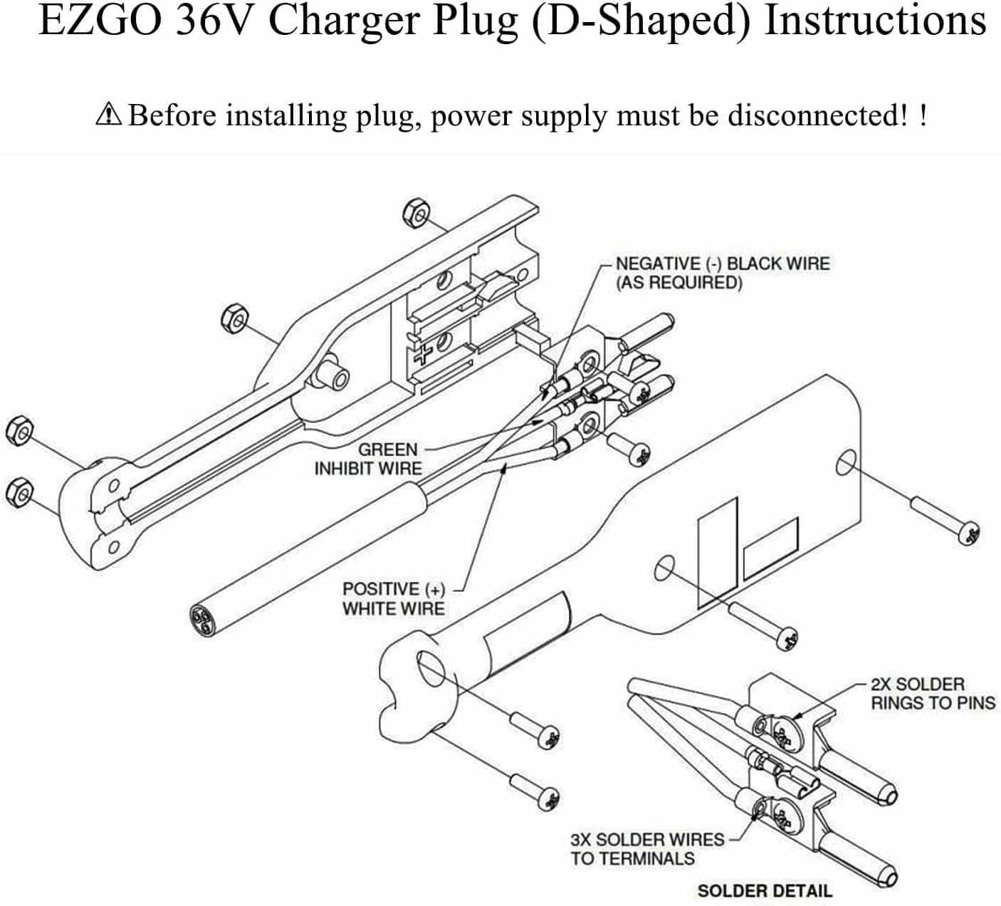 36 Volt Powerwise Golf Cart Charging Plug For Ezgo Txt & Medalist Dcs/Pds - 10L0l