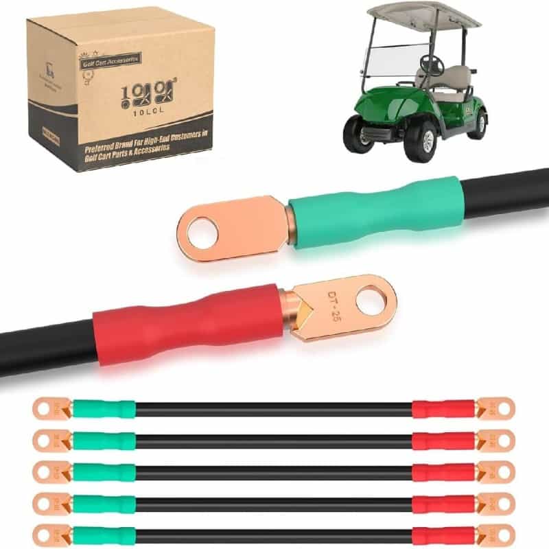 10L0L Pure Copper 4 Gauge Golf Cart Battery Cable Set