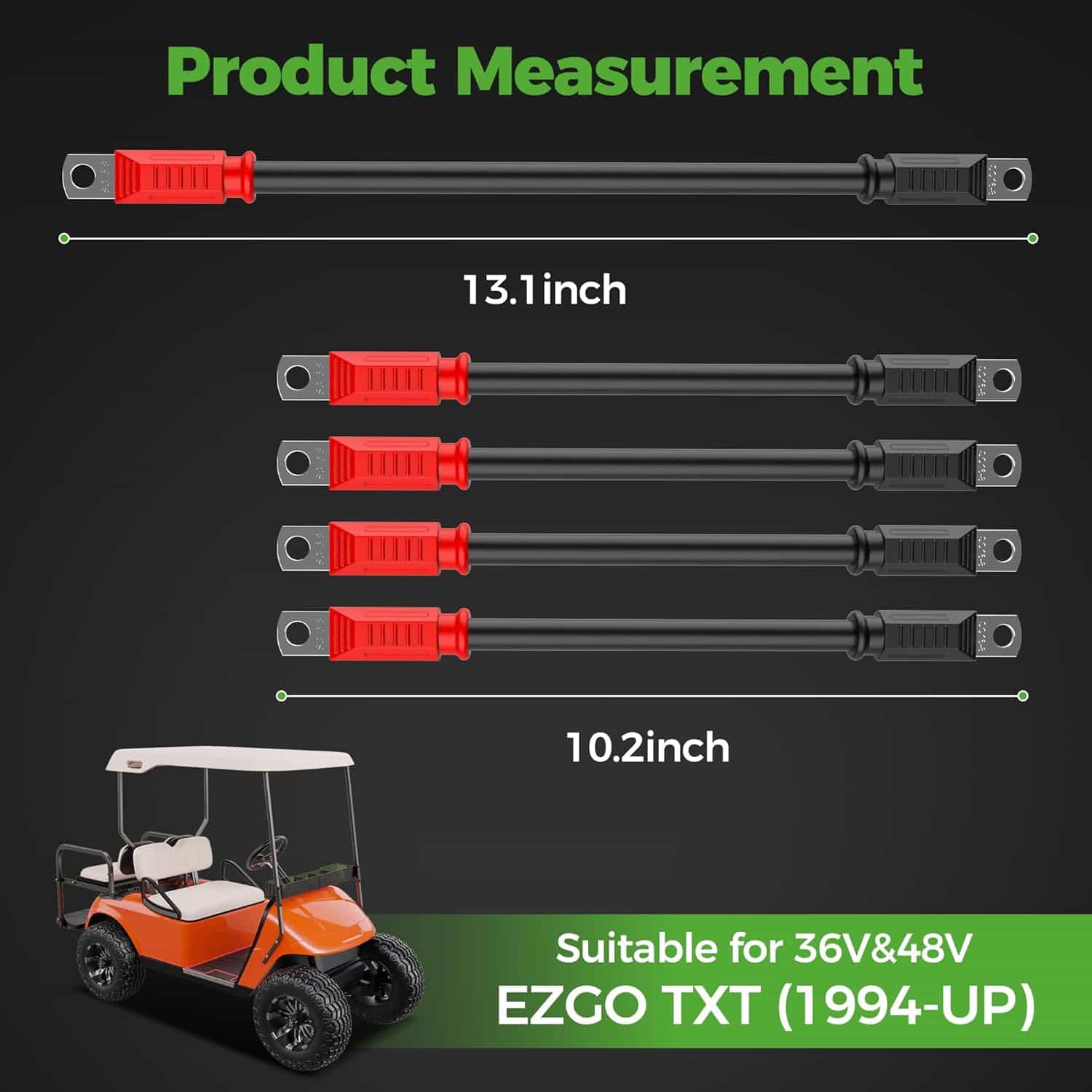 10L0l Golf Cart Battery Cables 4 Gauge For Ezgo Txt (1994-Up) – 36V/48v