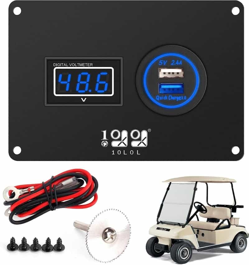 Golf Cart Volt Meter and USB Port 2-in-1 Panel