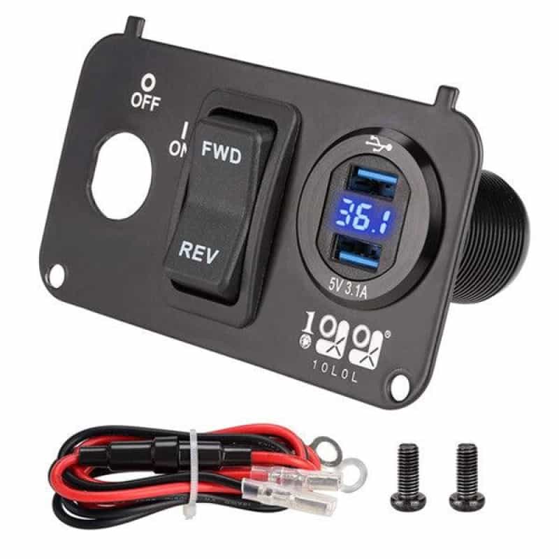 USB Port for Golf Cart with Digital Voltmeter and Forward/Reverse Switch
